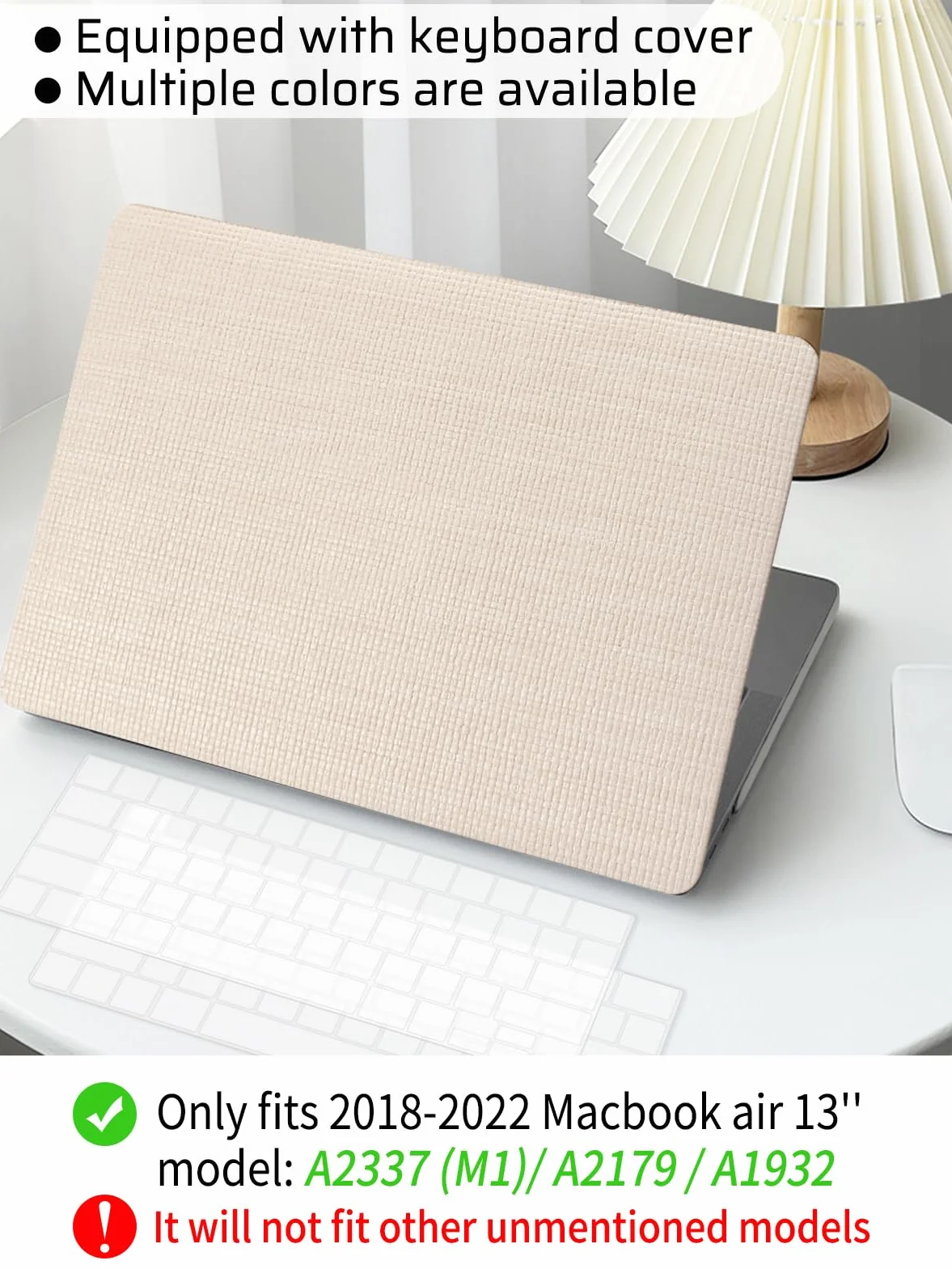 Custodia Compatibile con MacBook Air 13 Pollici 2022 2021 2020-2018 M1 A1932 A2179 M1 A2337 Touch ID Treccia Cover Plastica Rigid Protettivo Case e Copritastiera(Marrone Chiaro)