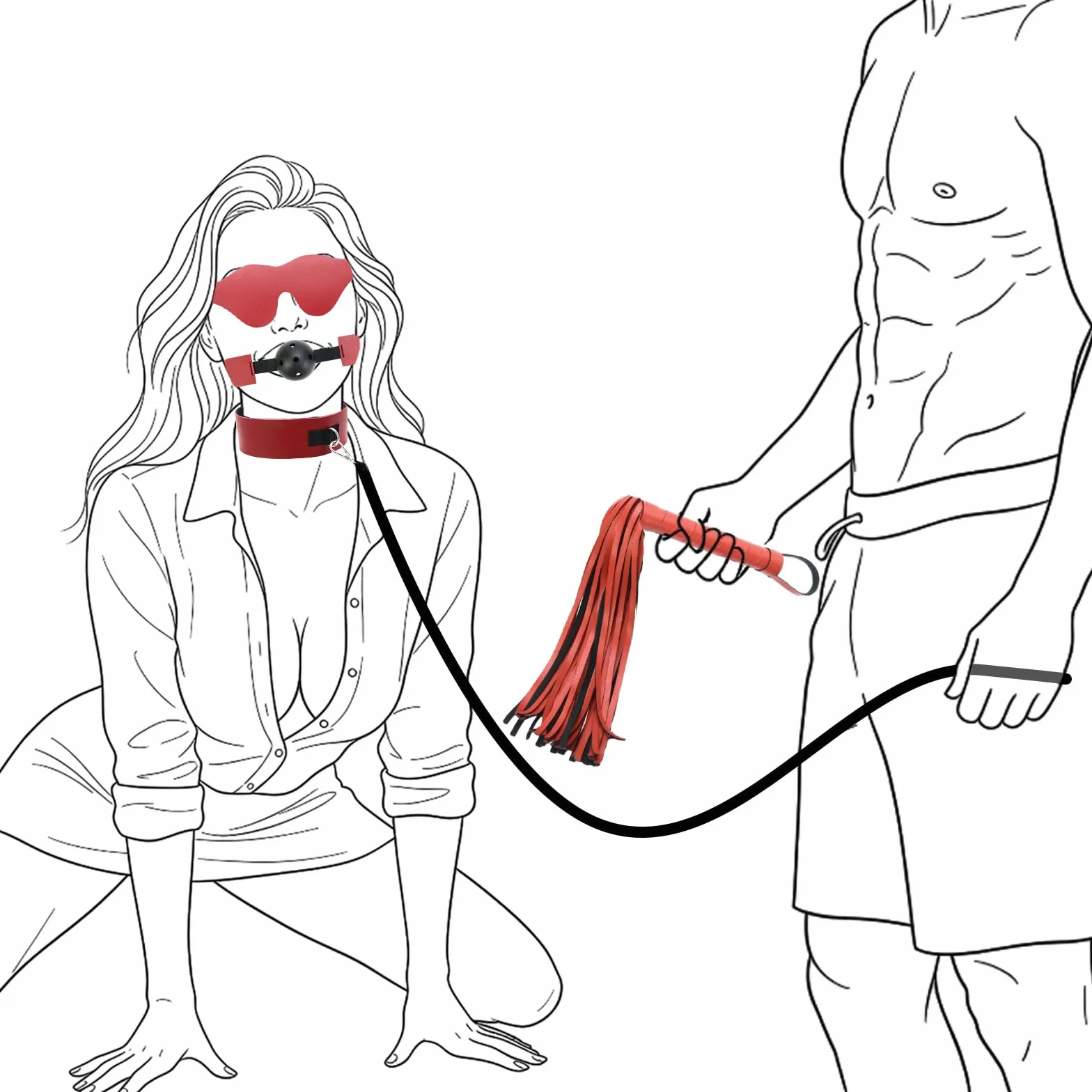 Kit Bondage BDSM 7 Pezzi per Coppie - Set di Costrizioni in PU con Maschera, Bavaglio, Flogger, Collare e Manette