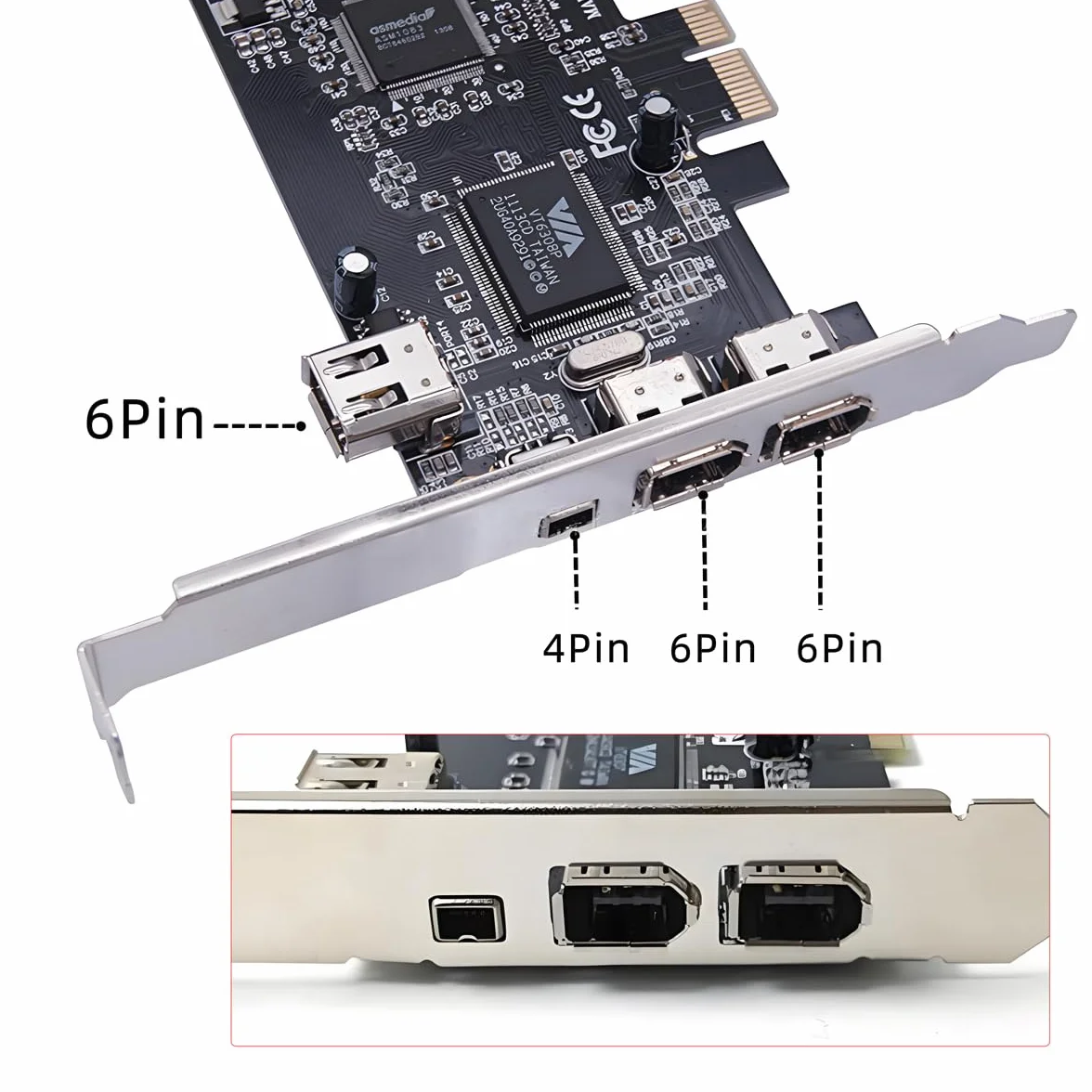 CY Scheda di acquisizione PCI-E 1X 4X 16X a Firewire 400 IEEE 1394a PCI Express a 4 porte, adattatore IEEE-1394 400 Mbps a 6 pin e 4 pin per Windows, Mac OS, Linux