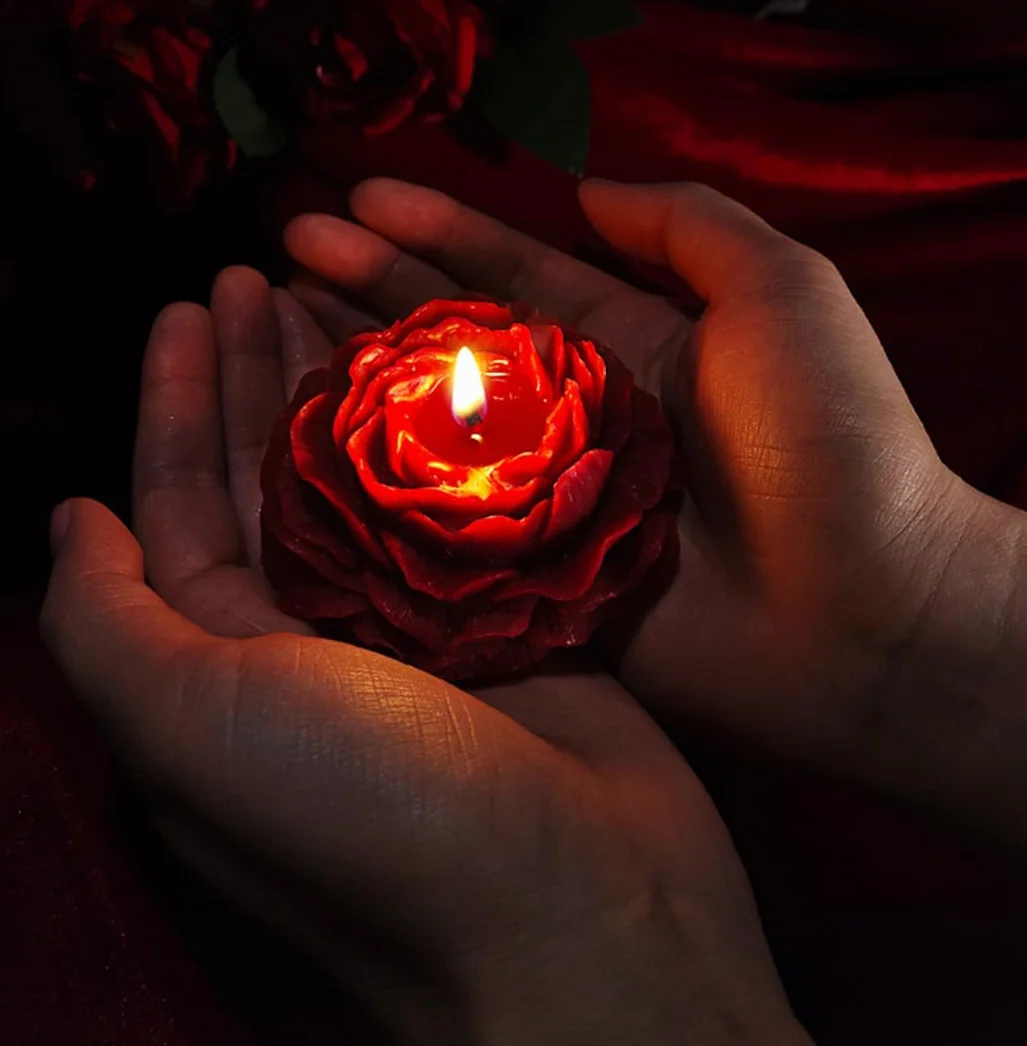Candela a bassa temperatura a forma di rosa per San Valentino, decorazione casa