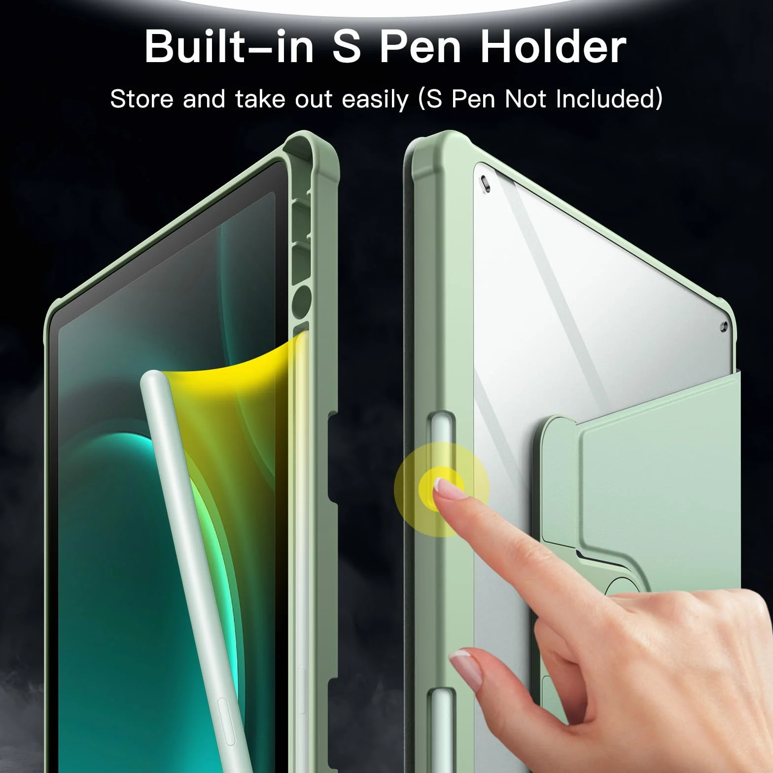 JETech Custodia Rotante per Samsung Galaxy Tab S10 Lite S10 FE S9 FE 10,9 Pollici con S Pen Holder 360 Gradi Rotazione (Verde menta)