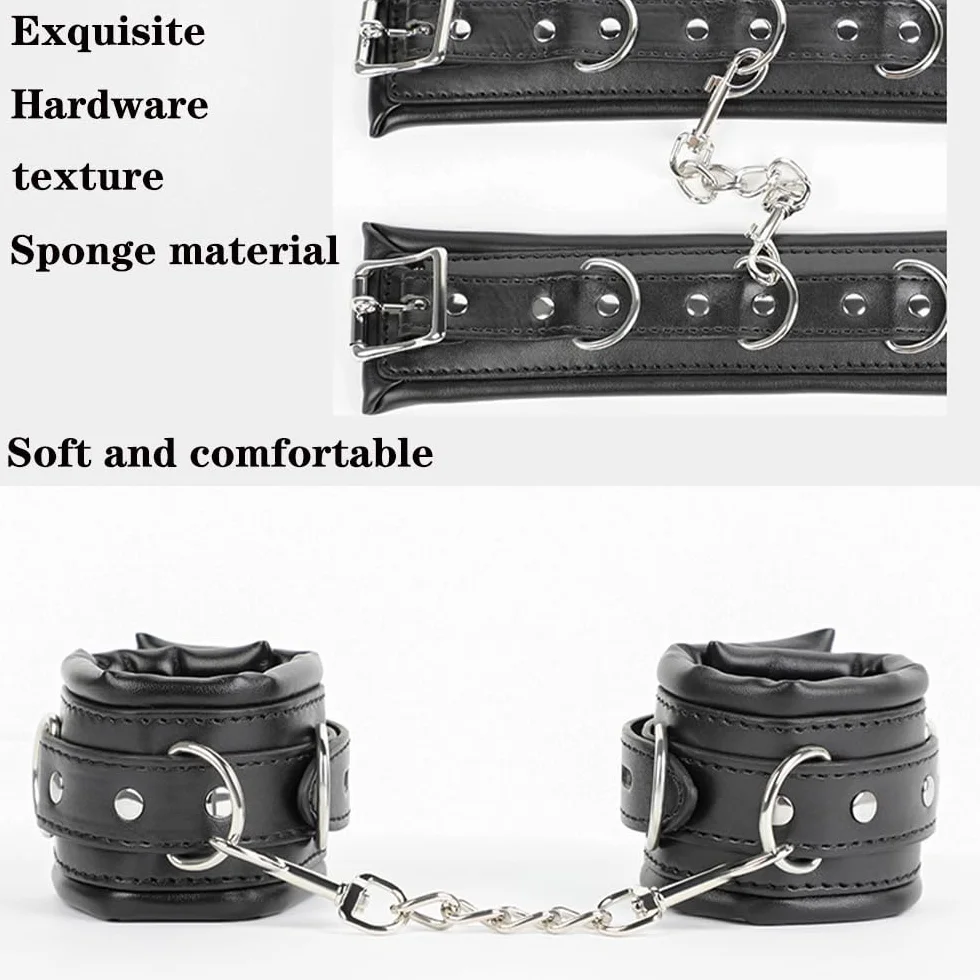 Polsini per caviglia Yoga - Pelle morbida con catena regolabile - Coppia accessori decorativi moda (Nero)