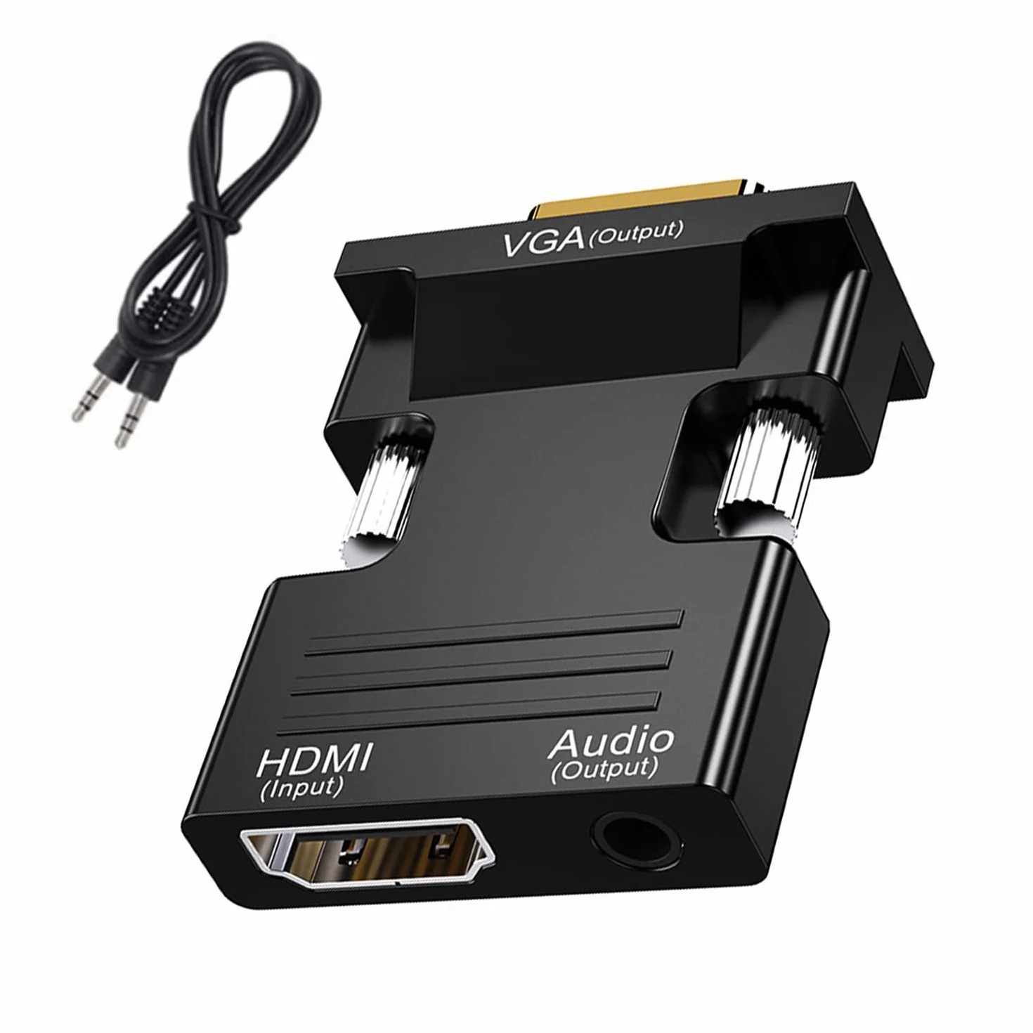 Convertitore HDMI a VGA con audio da 3,5 mm, 1080P e 100 MB/S Adattatore per Computer Beamer, Laptop, PC, Monitor, Proiettore e HDTV