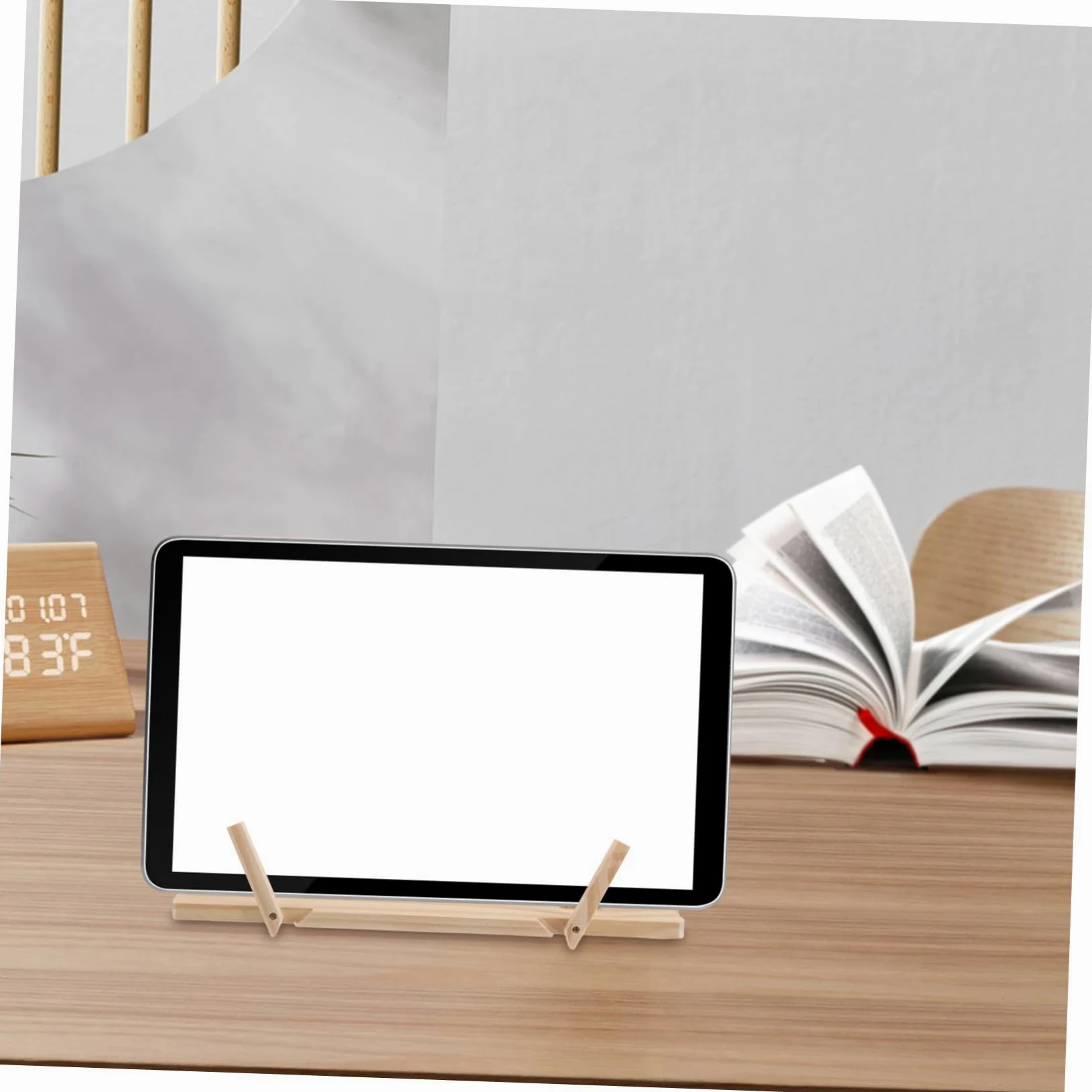 LABRIMP Supporto in Legno Regolabile per Ricettari e Laptop Pieghevole con Fissaggio Pagine