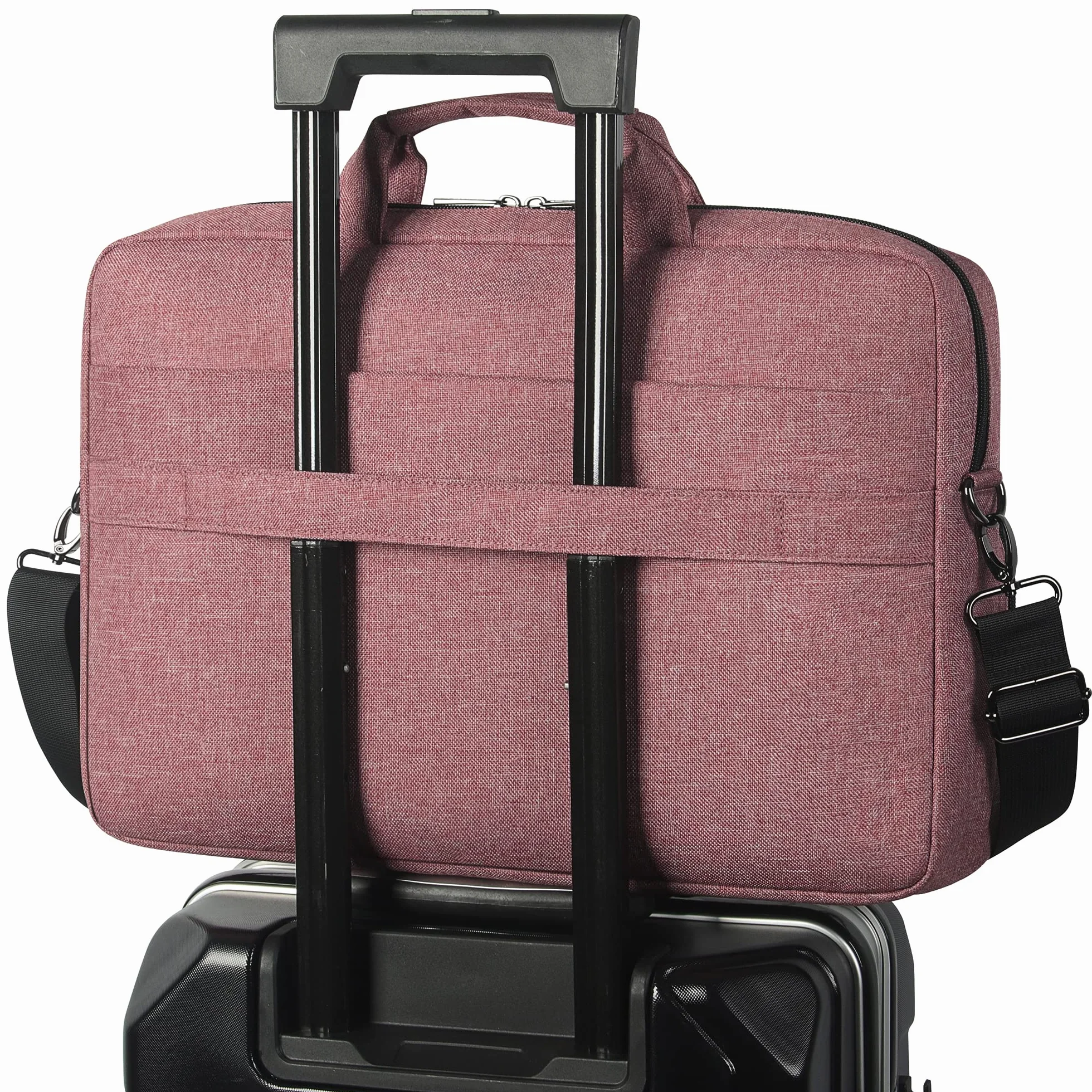 DOMISO 14 Pollici Borsa PC Impermeabile Custodia Messenger Ventiquattrore per Computer Portatile/Notebook/Apple/HP Stream 14 Pavilion 14 / Dell/Asus, Rosa+Nero