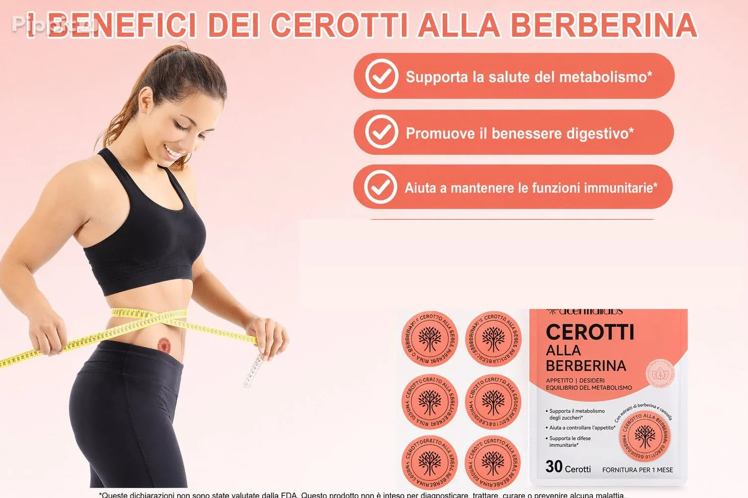 Acentiallabs Cerotti Benessere Metabolico con Berberina, Cannella e Cromo, 30 Cerotti