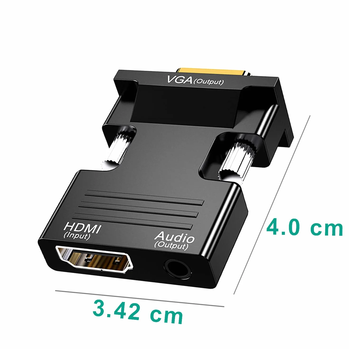Convertitore HDMI a VGA con audio da 3,5 mm, 1080P e 100 MB/S Adattatore per Computer Beamer, Laptop, PC, Monitor, Proiettore e HDTV