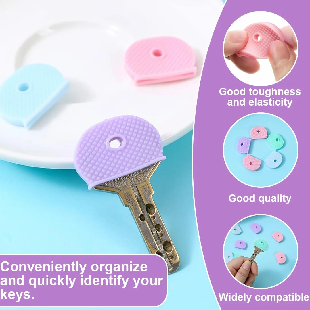Copritasti colorati in silicone da 20 pezzi, copritasti flessibili, copritasti, copritasti in silicone, copritasti semicircolari per una facile identificazione del portachiavi