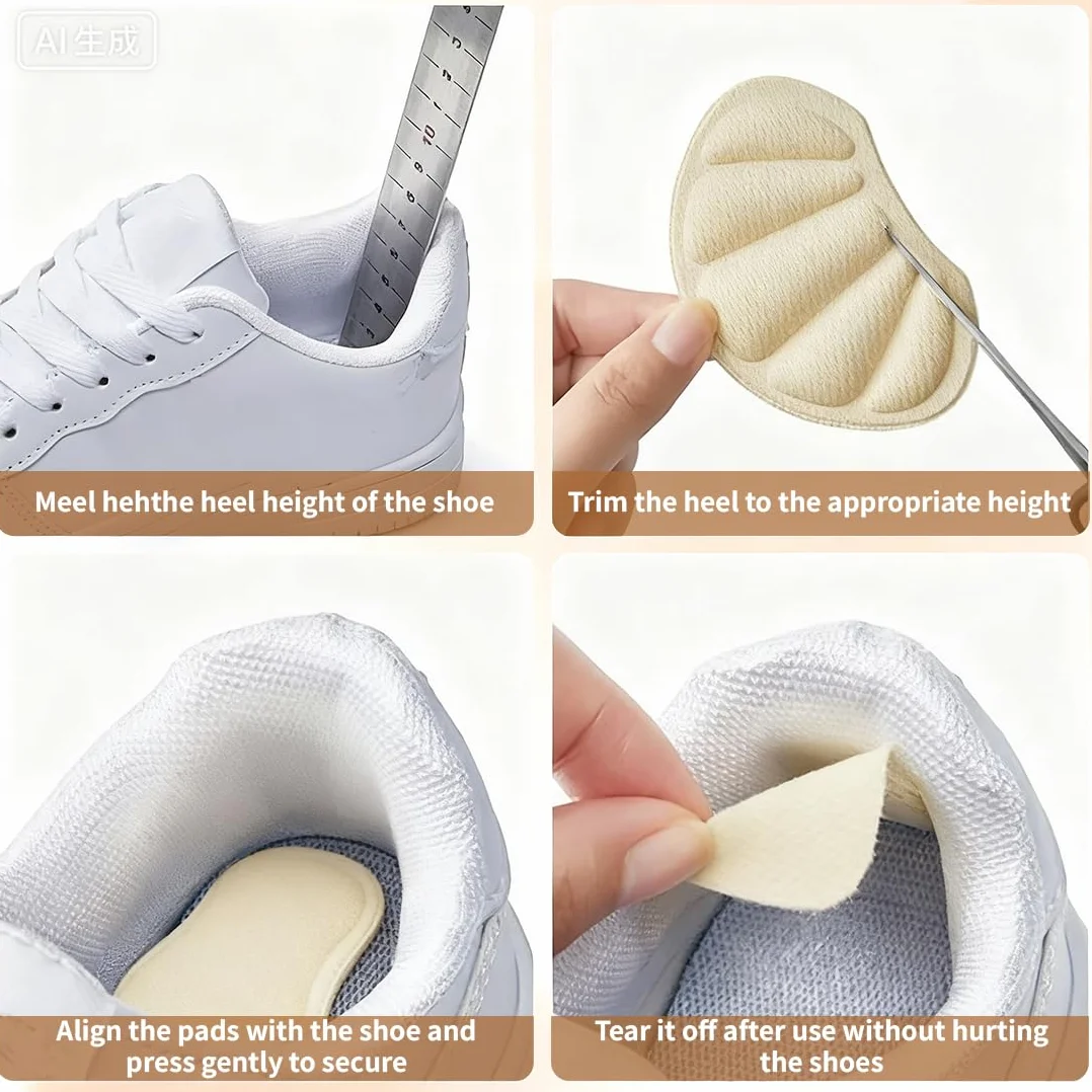 Cuscinetti per tallone autoadesivi antiscivolo e antiatrito, 8 paia, protezione per riparazione scarpe da ginnastica