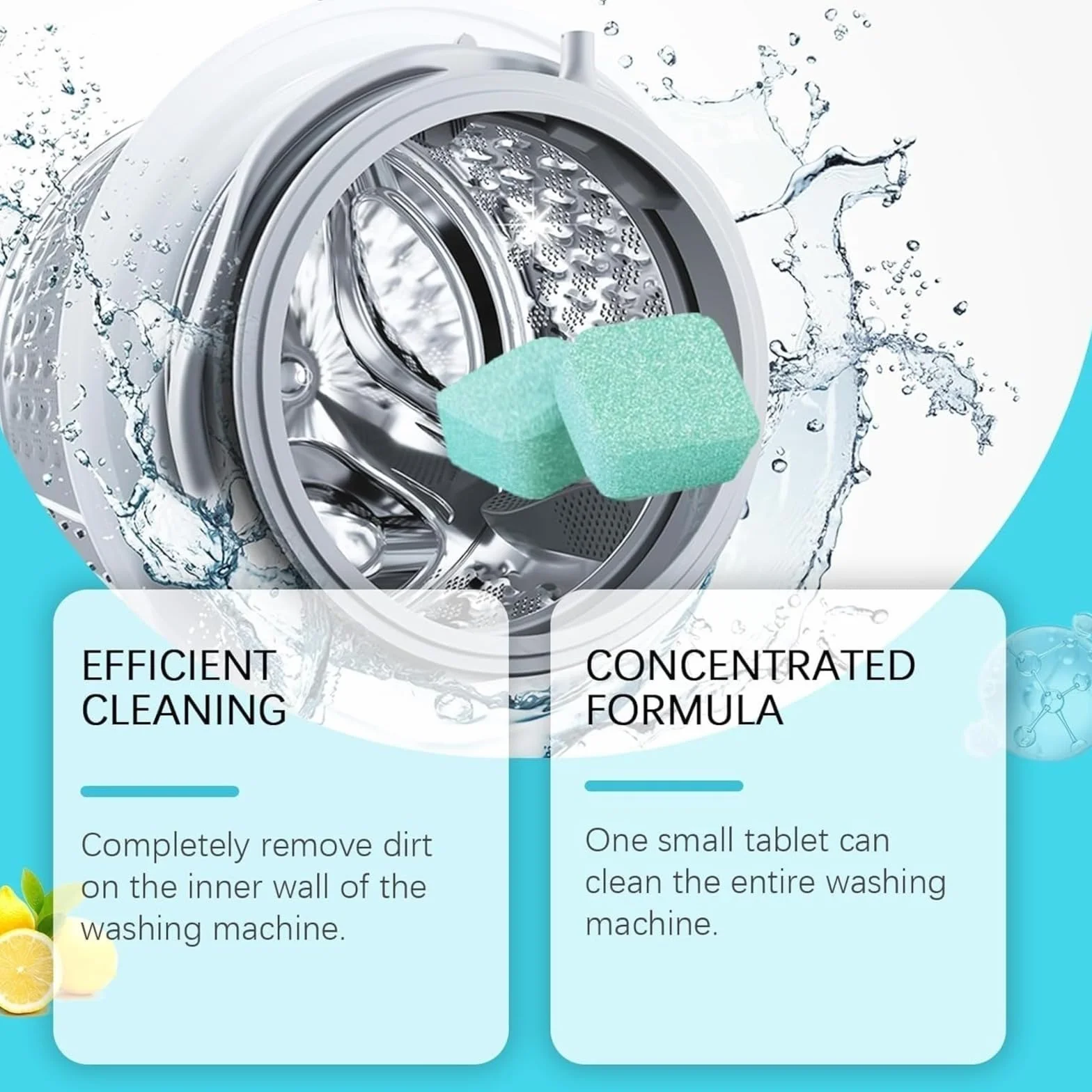 Detergente Lavatrice Tablet Disincrostante Rimuove Residui Ingredienti Naturali per Tutte le Lavatrici