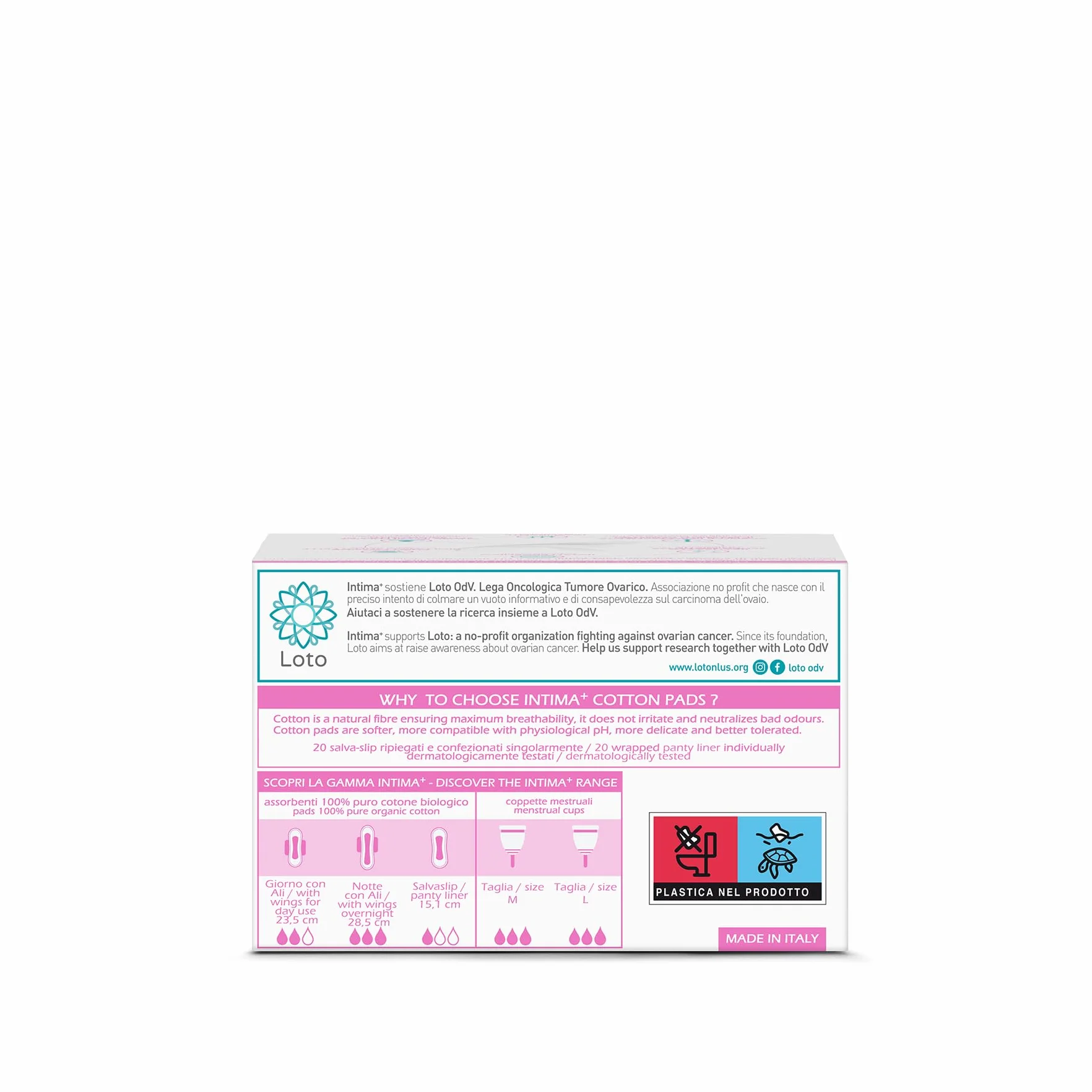 Intima+ Salvaslip Ultrasottili Puro Cotone Biologico Donna Ipoallergenici pH Fisiologico 20 Pezzi