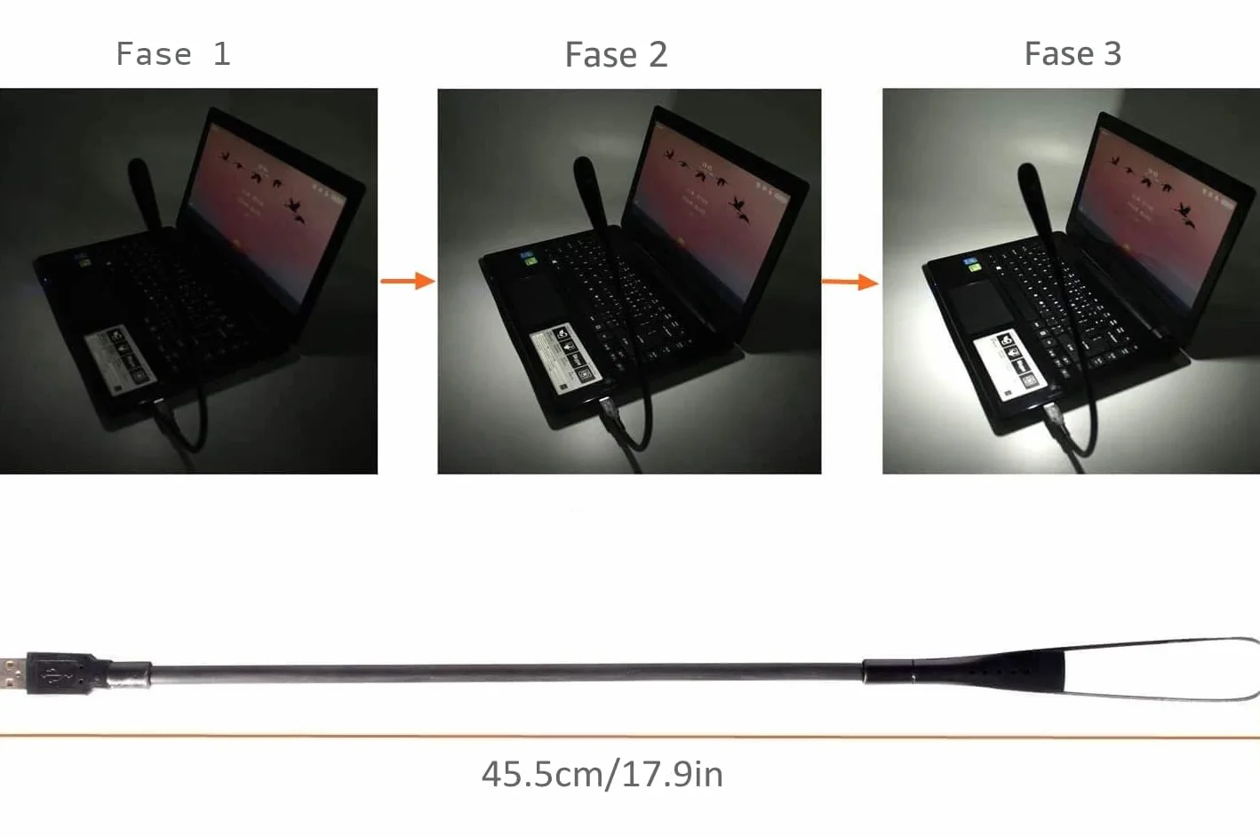 LED Luce USB Dimmerabile, Lampada USB per PC Portatile, Lampada LED USB per Tastiera Computer, Collo D'Oca Flessibile, luminosità a 3 Livelli