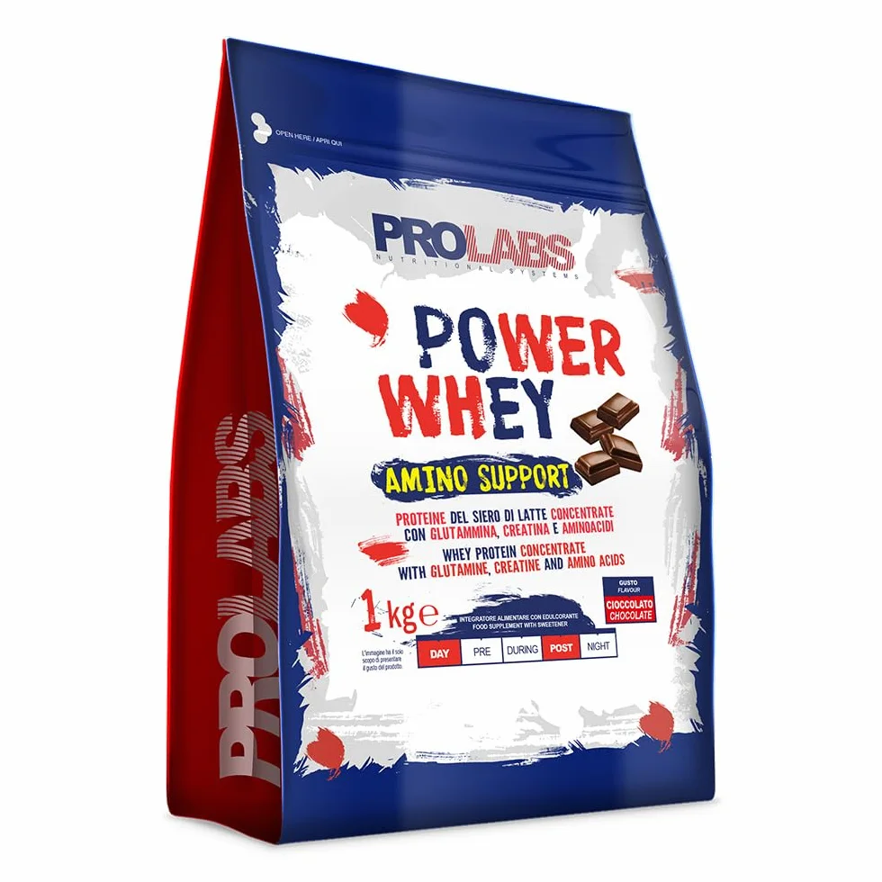 PROLABS Whey Protein Concentrate 1kg Cioccolato Aminoacidi Essenziali BCAA Creatina Glutammina Vitamina B6