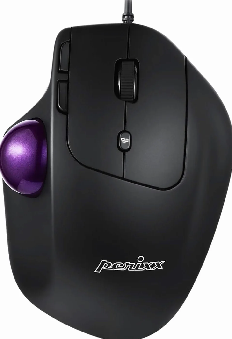 Perixx PERIMICE-520 - Mouse ergonomico trackball cablato, angolo regolabile, livello 2 DPI, colore: Nero