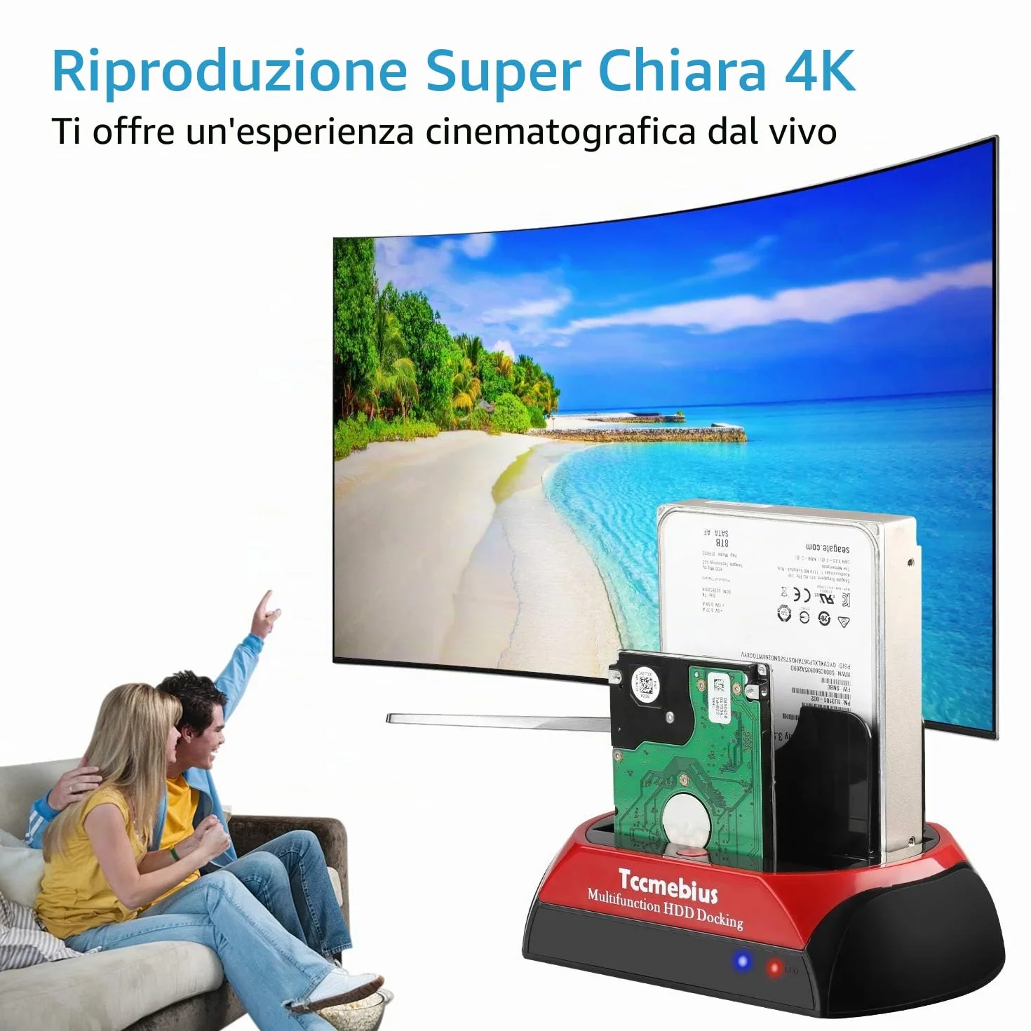 USB 2.0 Docking Station per Disco Rigido 2.5 3.5 Pollici IDE SATA Doppie Slot HDD Esterno
