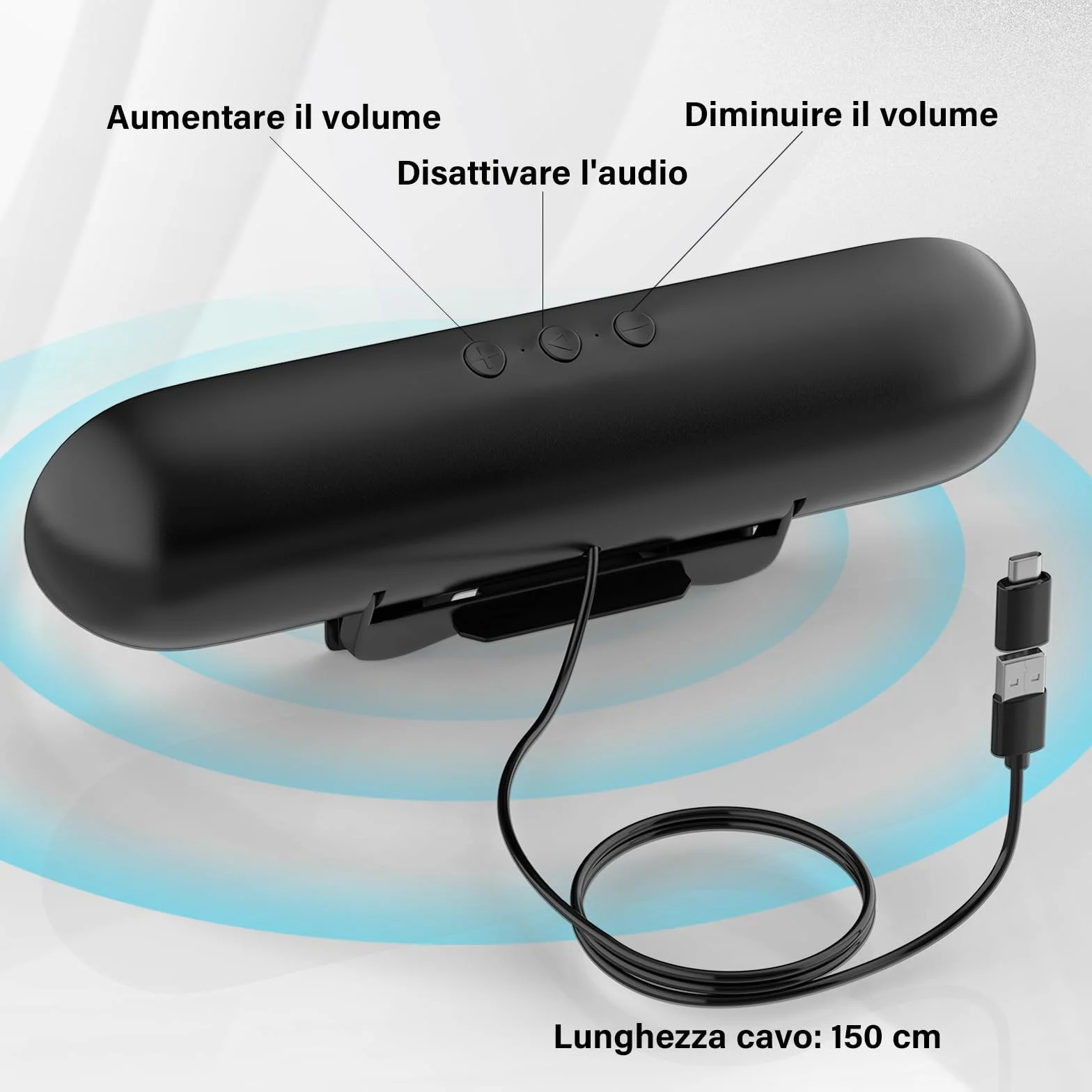 Altoparlante PC USB Portatile Soundbar con Design a Clip per Monitor Plug and Play