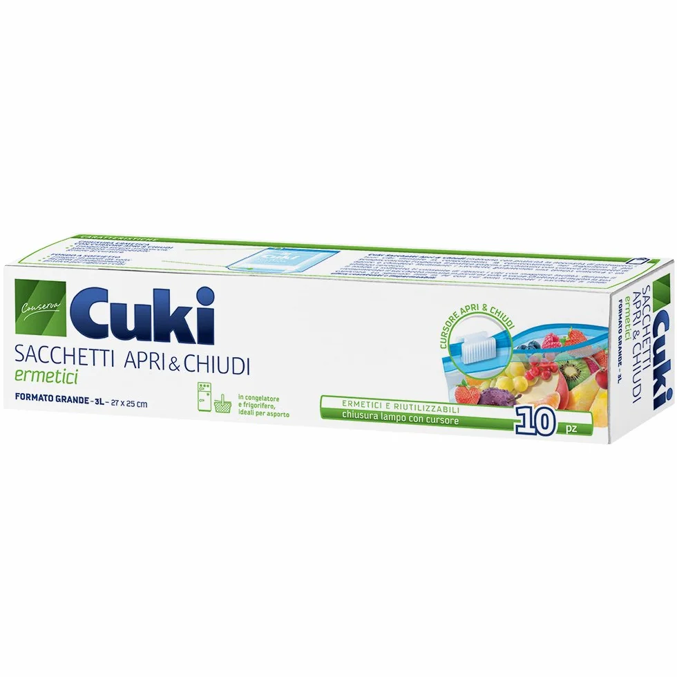 Cuki Sacchetti Apri e Chiudi Ermetici Grandi 3L 10 Pezzi