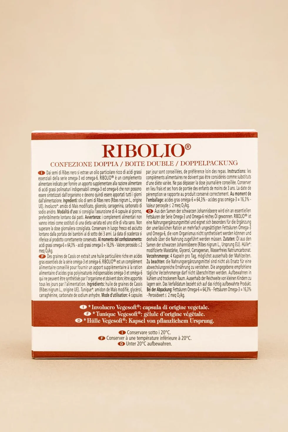 VEGETAL-PROGRESS RIBOLIO 100 Capsule Integratore Alimentare Olio di Semi di Ribes Nero Omega-3 Omega-6