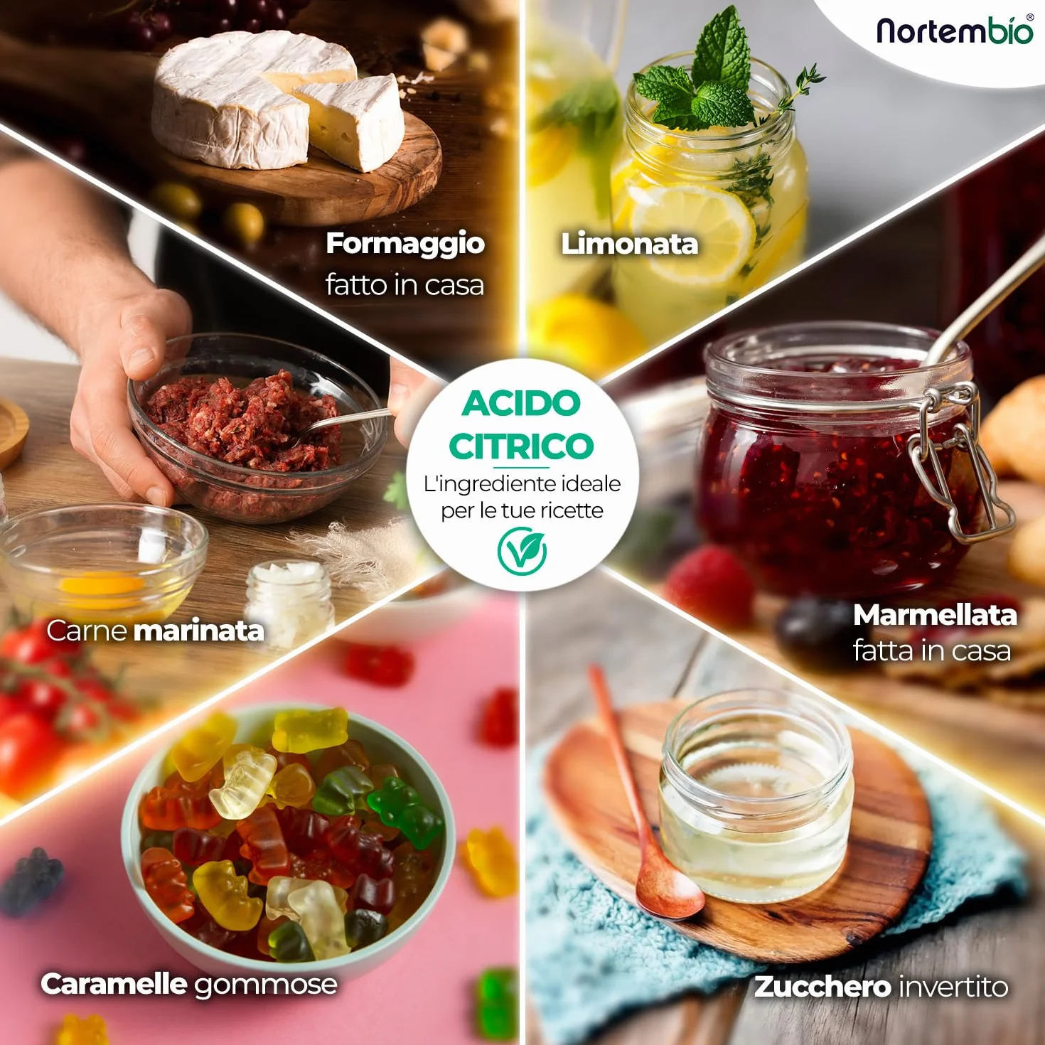 Nortembio Acido Citrico Alimentare in Polvere 5,2 kg Correttore di Acidità Naturale per Marmellate Pasticceria Bevande