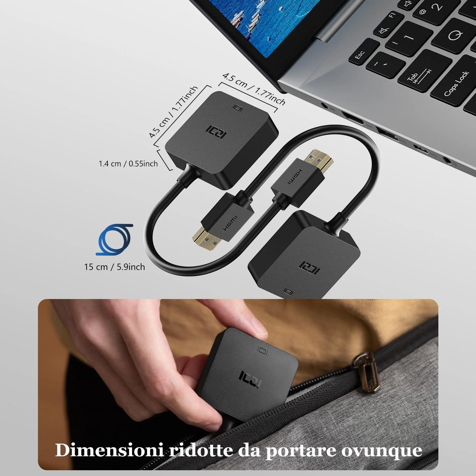 ICZI Adattatore VGA HDMI 1080p 60hz Full HD Convertitore HDMI Maschio a VGA Femmina per Computer Portatili, Chromebook, Raspberry Pi, Proiettore, Monitor - 2 Confezioni