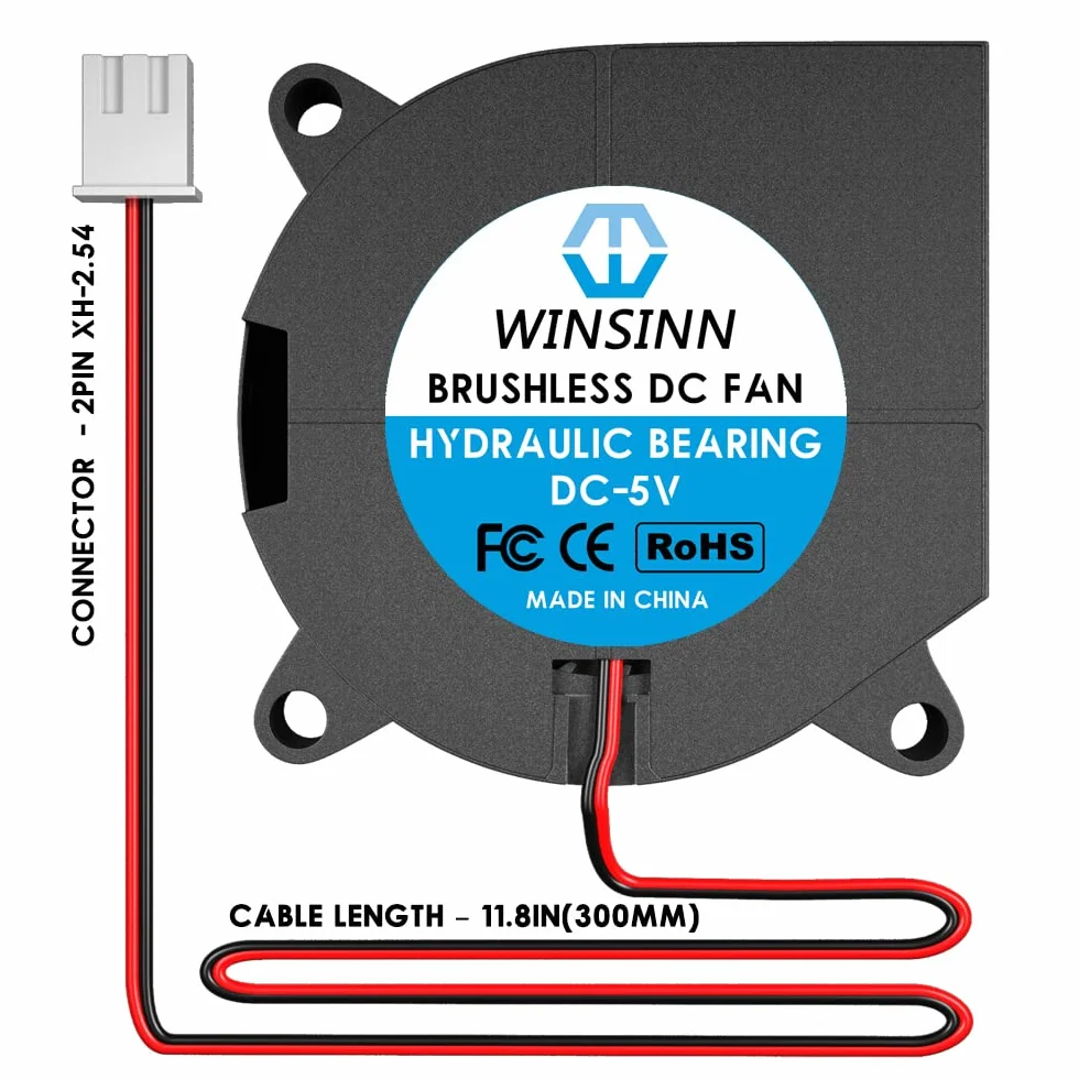 WINSINN Ventola 40 mm 5V 4020 40 x 20 mm turbina turbo brushless raffreddamento