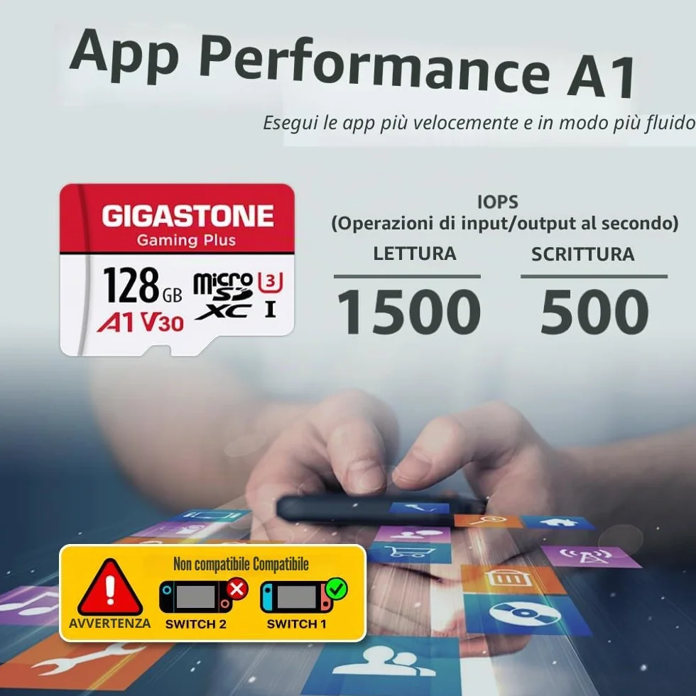 Gigastone, scheda di memoria Micro SD da 128 GB, Gaming Plus, scheda di memoria MicroSDXC per Nintendo Switch, Wyze, GoPro, Dash Cam, telecamera di sicurezza, registrazione video 4K, UHS-I A1 U3 V30