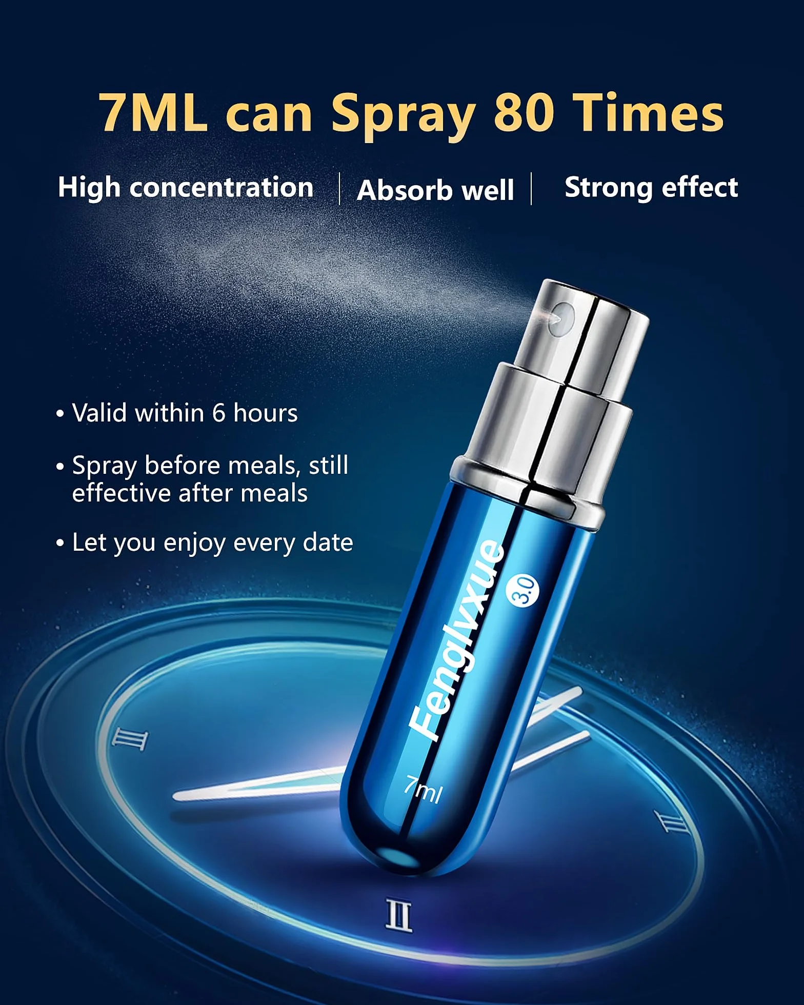 Spray Ritardante per Uomini, Delay Spray, Tecnologia 3.0, 0.24 Fl Oz (7 ML)