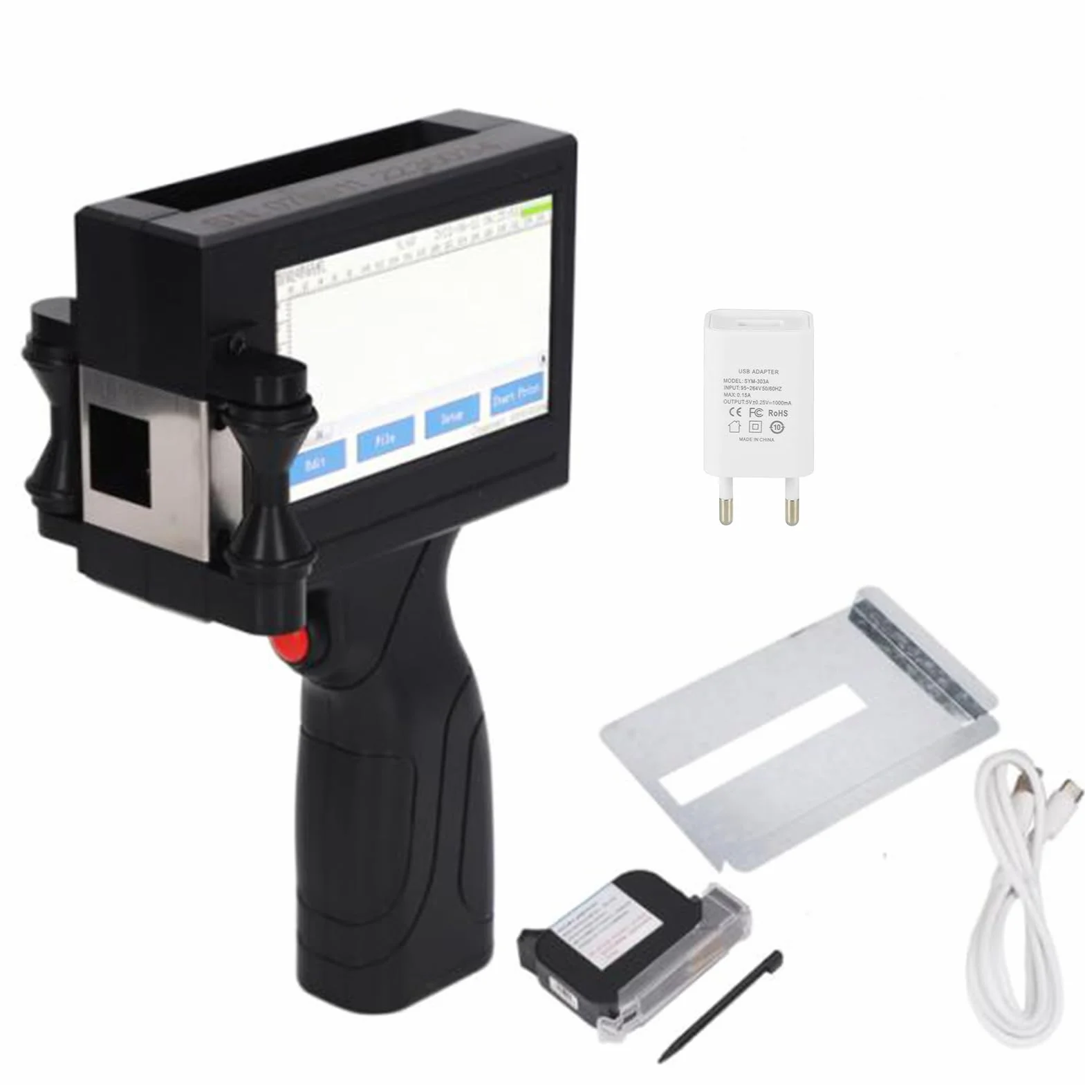 Pistola per Stampante a Getto D'inchiostro Portatile, Stampante Portatile con Touch Screen 4,3 Pollici, Stampante a Getto D'inchiostro Mobile per Stampare su Qualsiasi Cosa