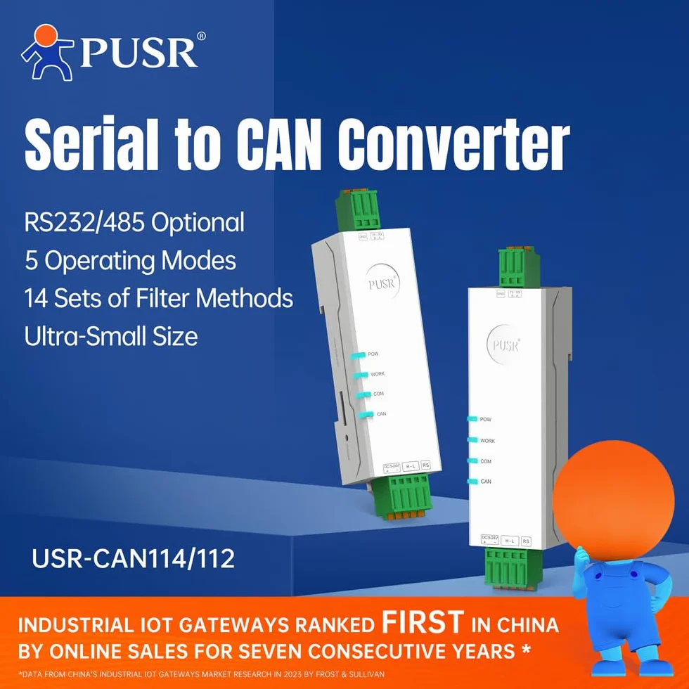 Convertitore da RS232 a CAN Bus da CAN a porta seriale 5 filtraggio dati operativi fino a 14 set di filtri USR-CAN112