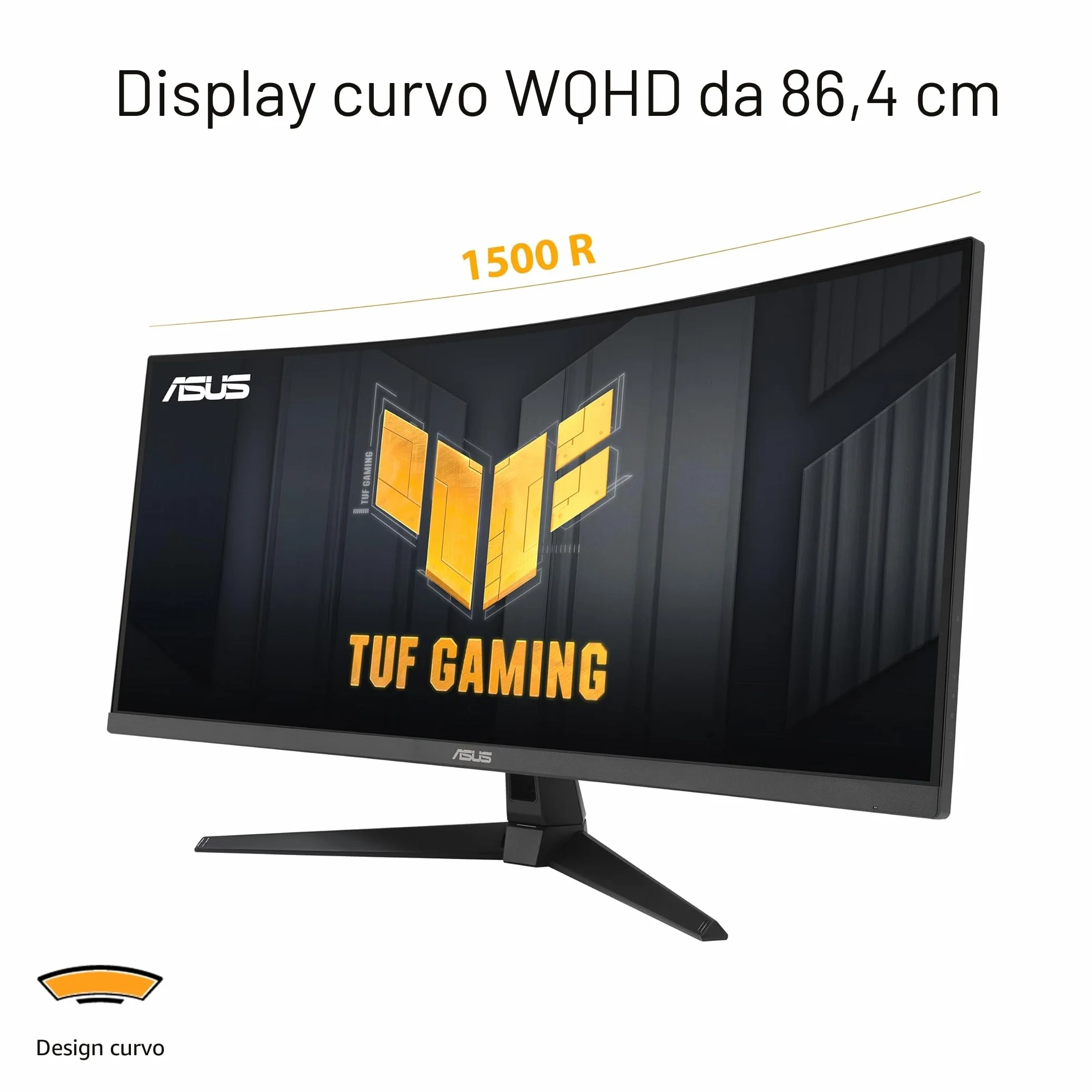 ASUS TUF Gaming VG34VQ3B Monitor Gaming Curvo da 34” pollici WQHD (3440x1440), 180Hz ELMB SYNC, FreeSync Premium, Tempo di Risposta 1ms, 90% DCI-P3, DisplayWidget Center