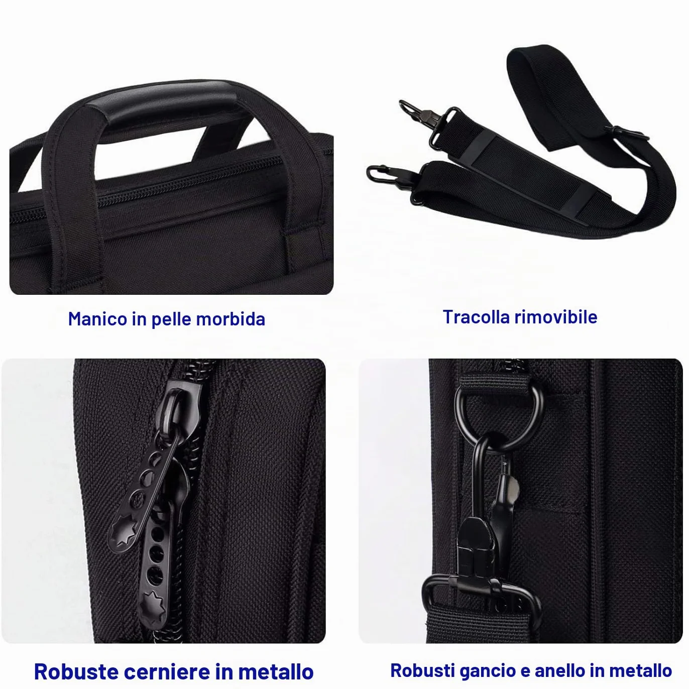 Taygeer Borsa Porta PC, 15.6 Pollici Impermeabile Borsa Computer Portatile Borsa Messenger per Donna Uomo Insegnanti Viaggio Lavoro Università Scuola, Nero