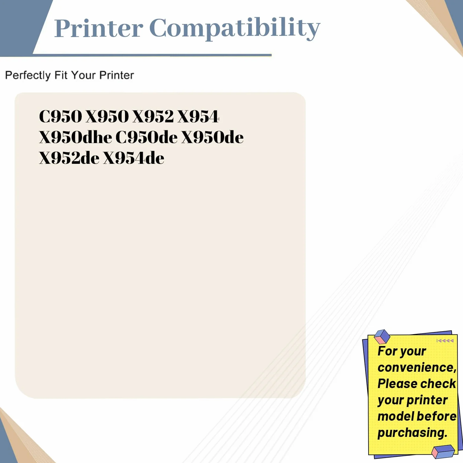 Compatibile per unità tamburo ad alta resa Lexmark C950X71G C950X73G, adatto per stampanti C950 X950 X952 X954 C950de X950de X952de X954de (confezione da 1 giallo)