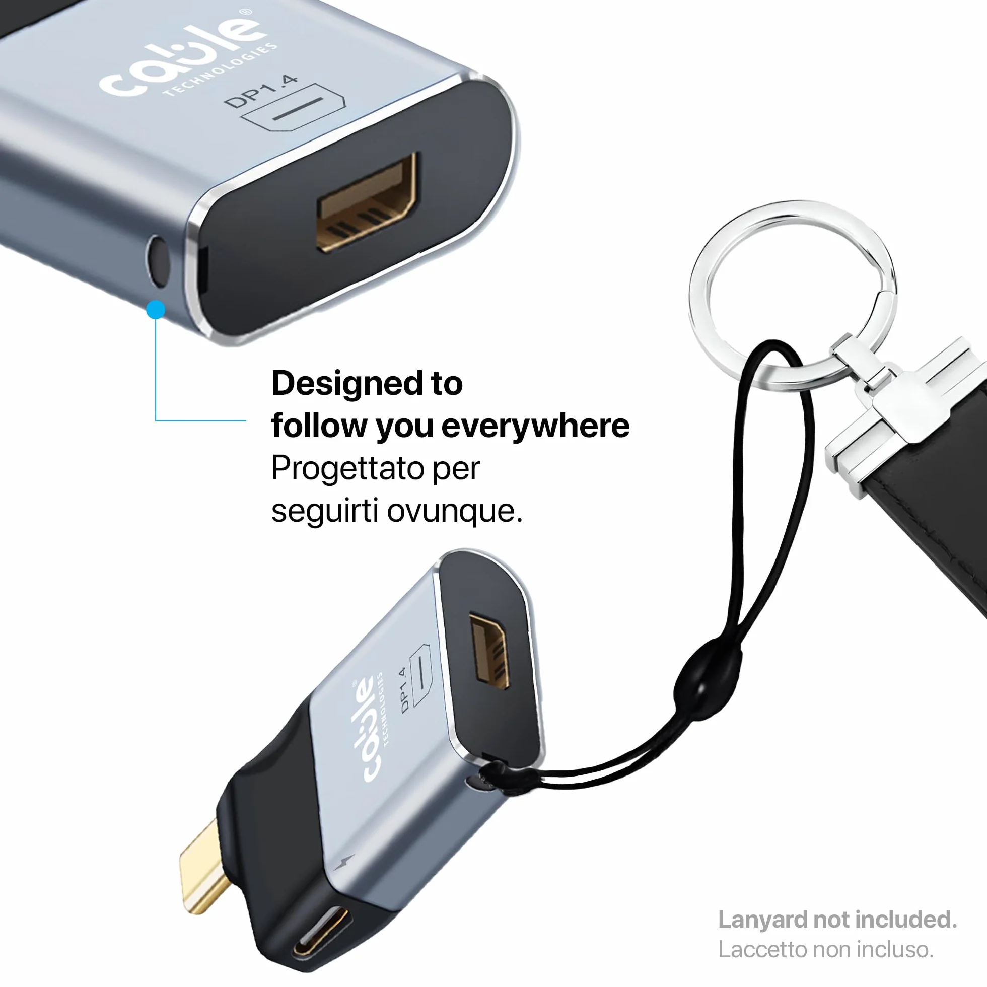 Adattatore da USB C maschio a Mini Display Port 1.4 8K@60Hz femmina + porta USB C femmina 65W PD 3.0, Convertitore Mini DP, Alluminio compatibile con Thunderbolt 3/4, iPhone, Macbook, iPad, Samsung,ec