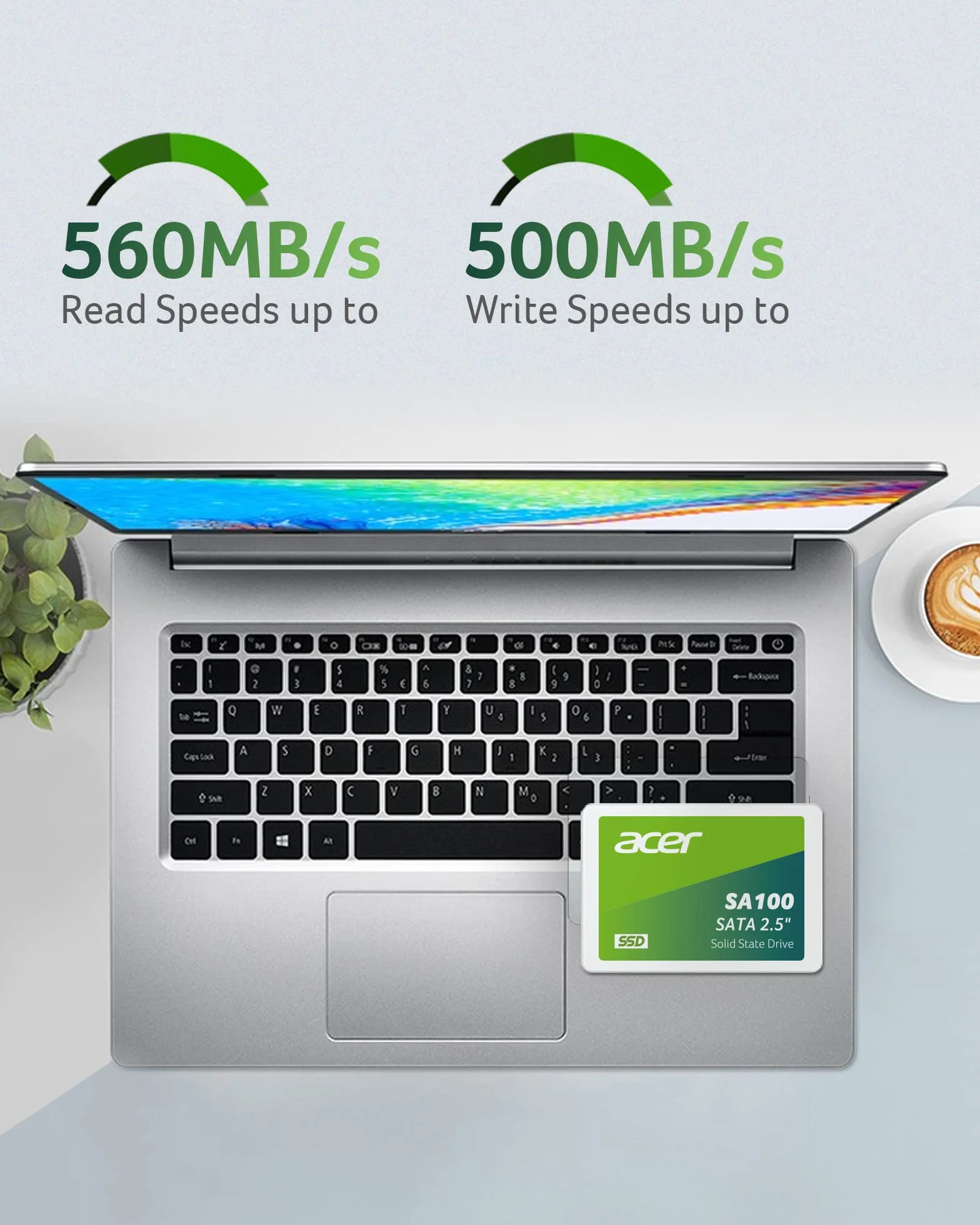 Acer SA100 240GB SATA III 2,5" SSD con velocità di lettura fino a 560 MB/s - Disco interno per laptop e desktop - Veloce, silenzioso e resistente ai colpi