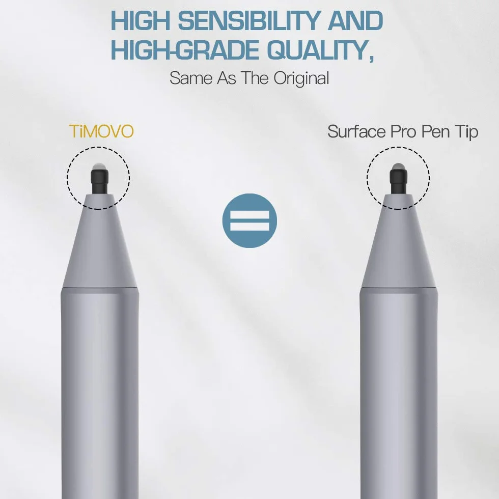 TiMOVO Punte per Surface Pen, [5 Pezzi] Originale HB / 2H Surface Pen Punte, Punte di Ricambio Compatibile con Microsoft Surface Pro 2017 Pen (Modello 1776) & Surface Pro 4 Pen - Nero