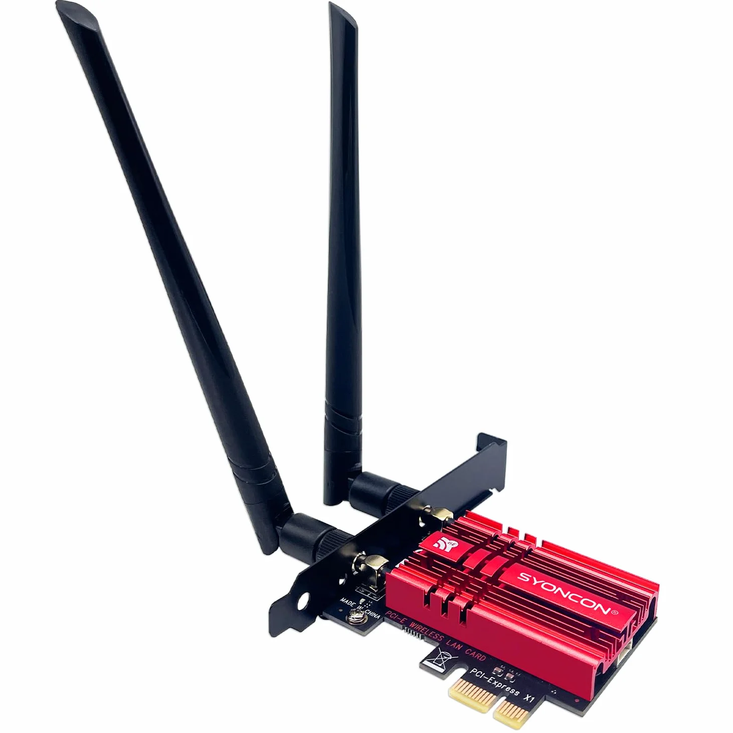 Scheda WiFi 6E PCIe AXE5400 Chipset intel AX210 con Bluetooth 5.3 Scheda di rete Wireless PCI Express Adattatore Tri-Bande (6GHz/5GHz/2.4GHz) 5374Mbps per PC fisso Windows 10/11 (Rosso)