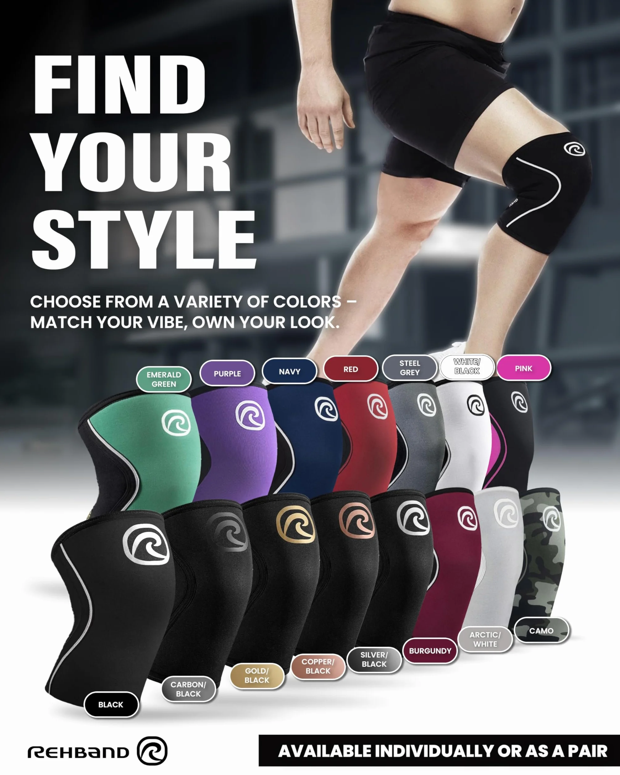 Rehband 5mm Benda per ginocchio Powersport, fascia per ginocchio in neoprene per Cross Fit e allenamento pesante