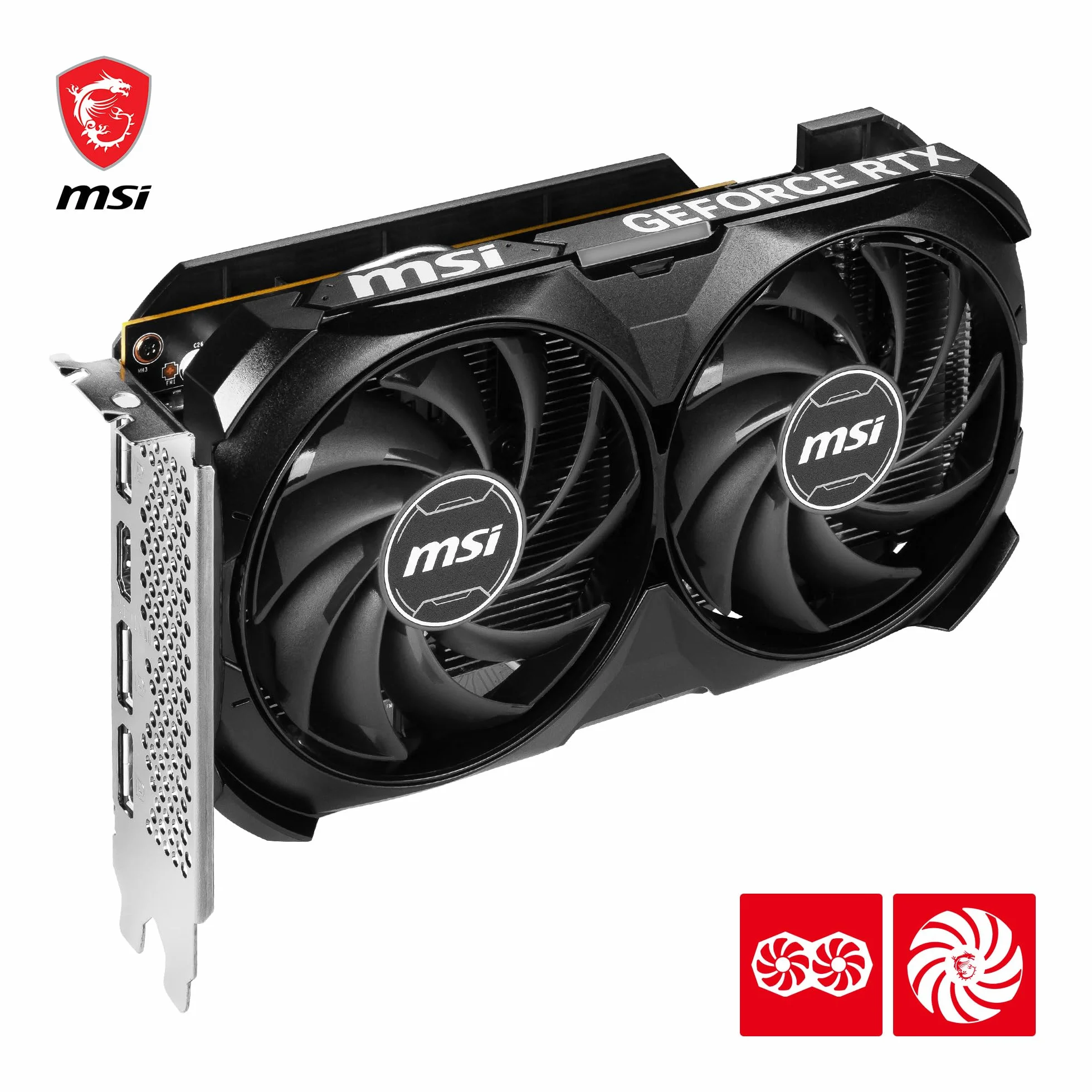 MSI GeForce RTX 4060 VENTUS 2X BLACK 8G OC Scheda Video Gaming, 8GB GDDR6 (17 Gbps / 128-bit), PCI Express Gen4, 8-pin x1, DisplayPort x3 (v1.4a), HDMI 2.1 - Ventole TORX 4.0, Tecnologia ZERO FROZR