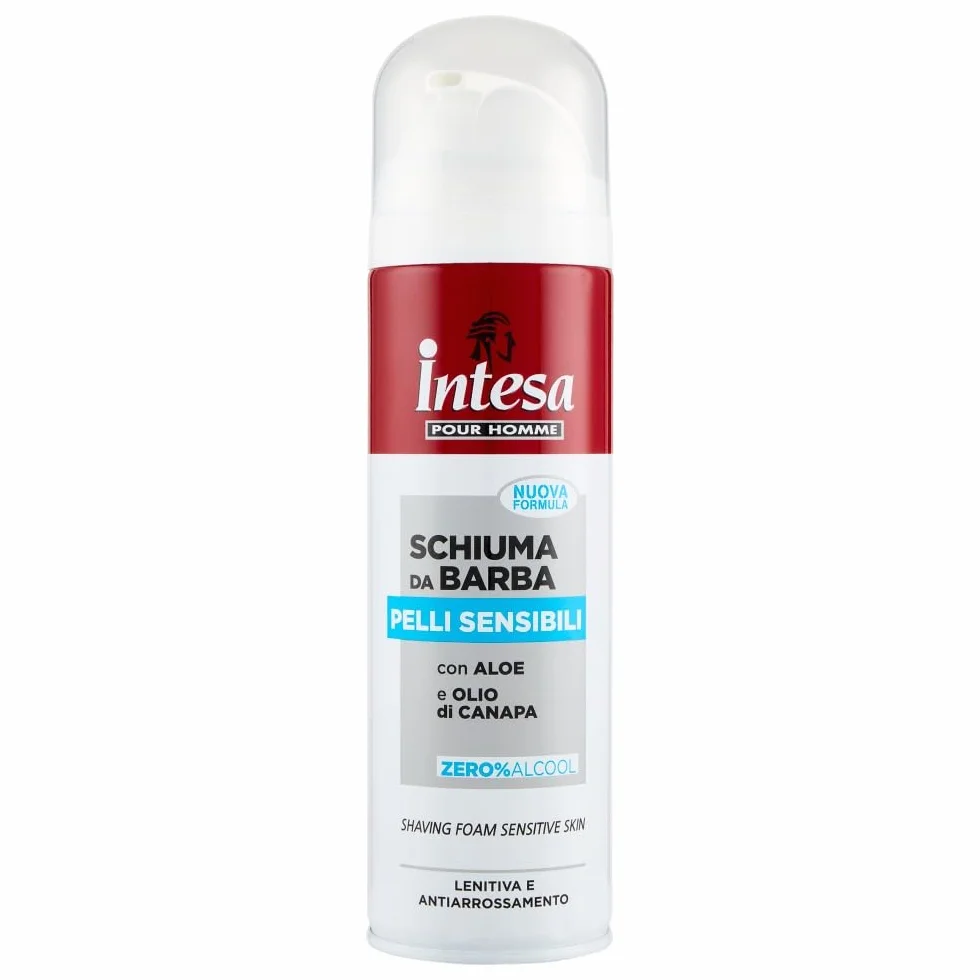 INTESA POUR HOMME Schiuma da Barba Pelli Sensibili con Aloe e Olio di Canapa 300 ml