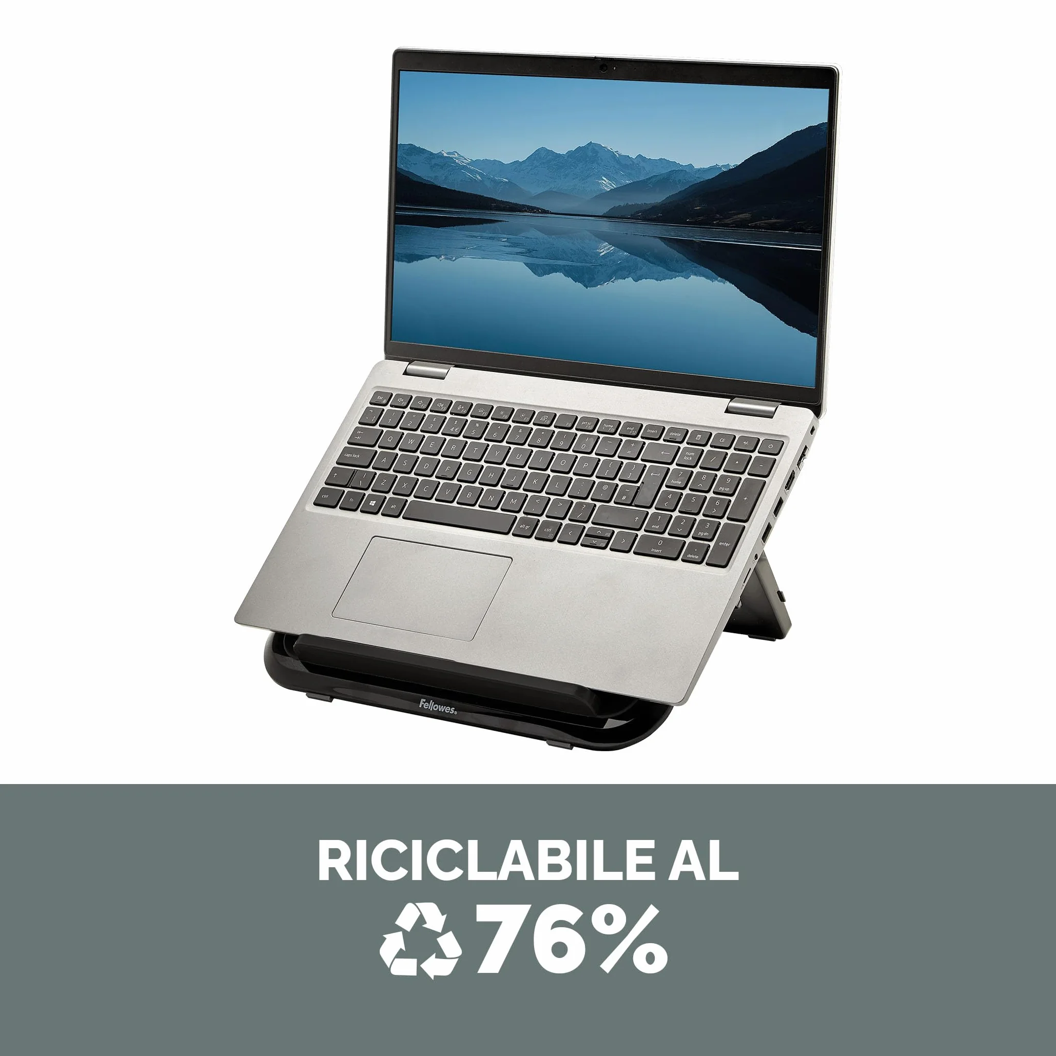 Fellowes Supporto Laptop Everyday – Nero – Portatile, ergonomico, con 7 altezze regolabili – Per casa, ufficio e lavoro ibrido – Fino a 17", max 4 kg