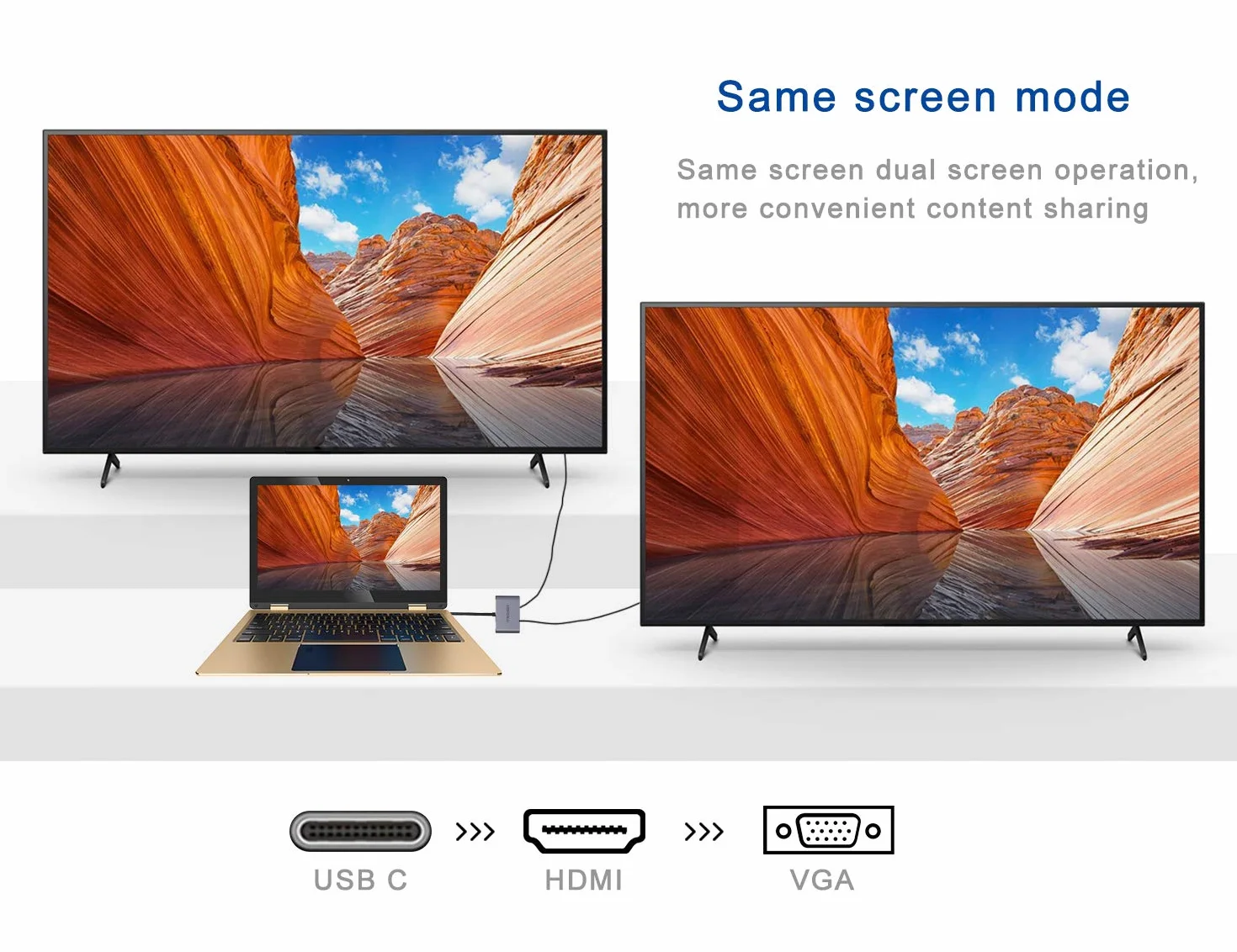 Adattatore da USB C a HDMI VGA, Convertitore da USB tipo C Thunderbolt 3 a VGA HDMI 4K per MacBook Pro/Air 2020 2019, iMac, Dell XPS 13/15, Surface Go, Galaxy S20, Chromebook