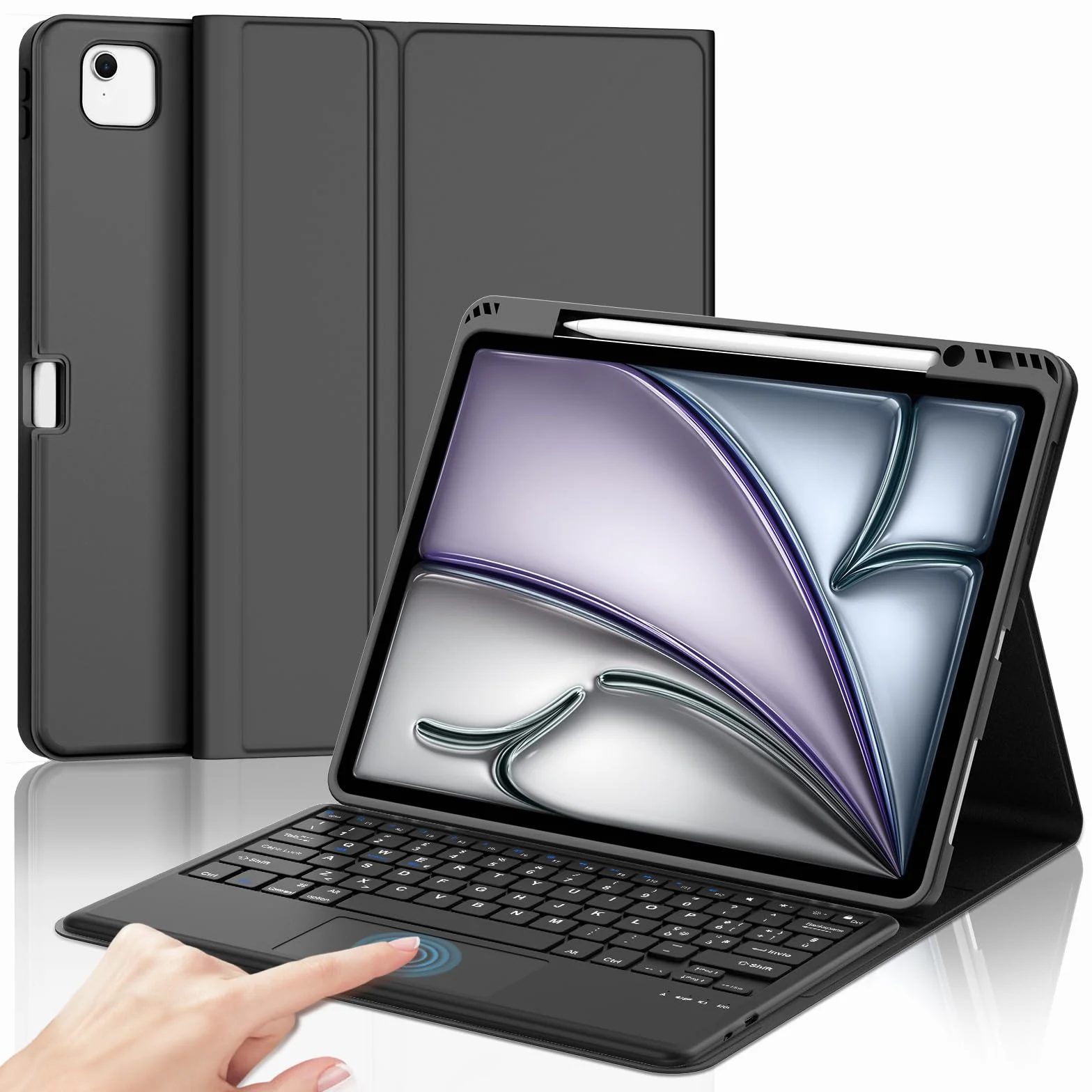 IVEOPPE Tastiera iPad Air 13 M4 2026/M3 2025/M2 2024 con Touchpad, Cover Tastiera Trackpad Italiano QWERTY Magnetico Staccabile Bluetooth con Portapenna per iPad pro 12.9 3-6 Gen, Nero