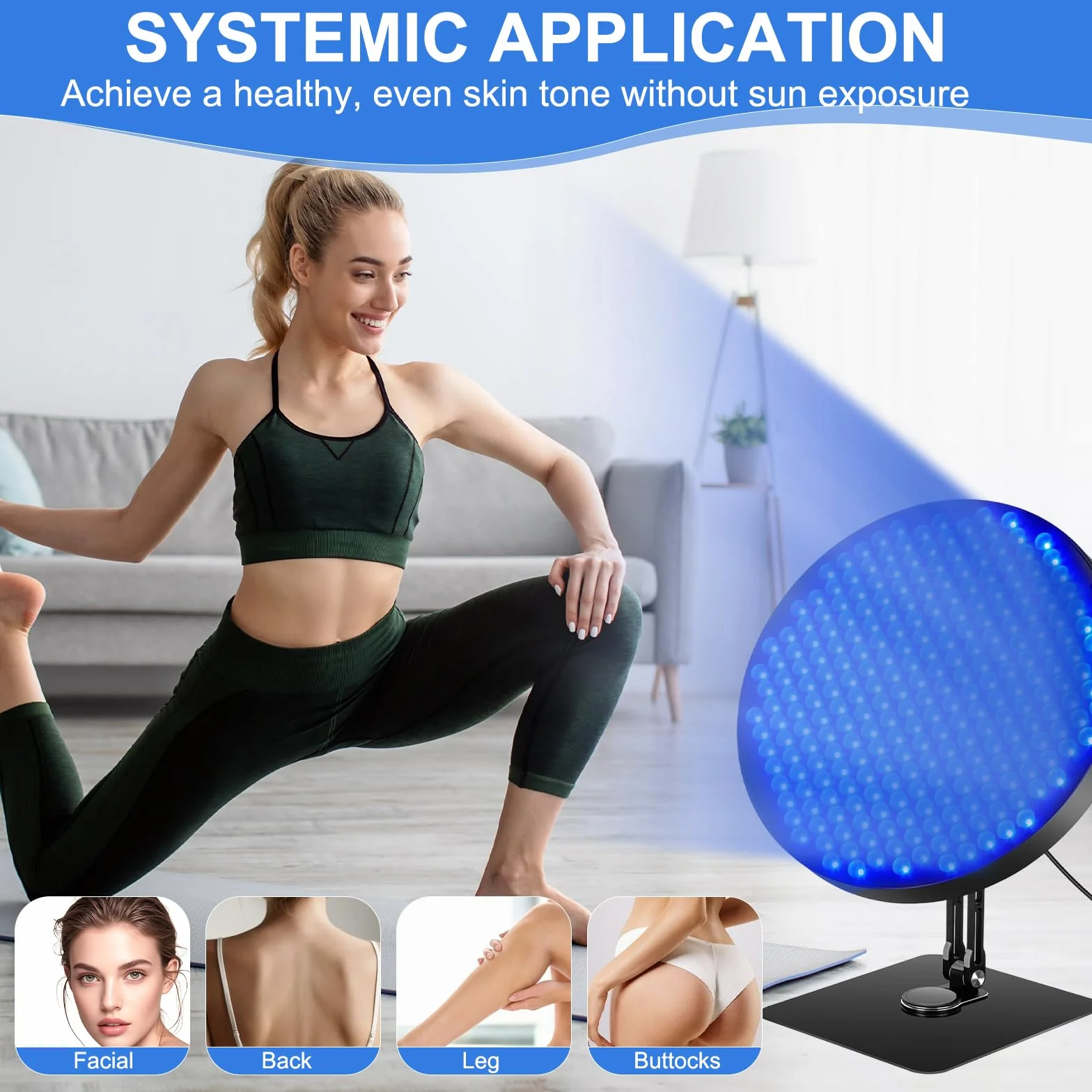 Solarium per la casa 460 NM 250 LED 50 W lampada abbronzante supporto in metallo regolabile 360° occhiali solarium corpo e viso