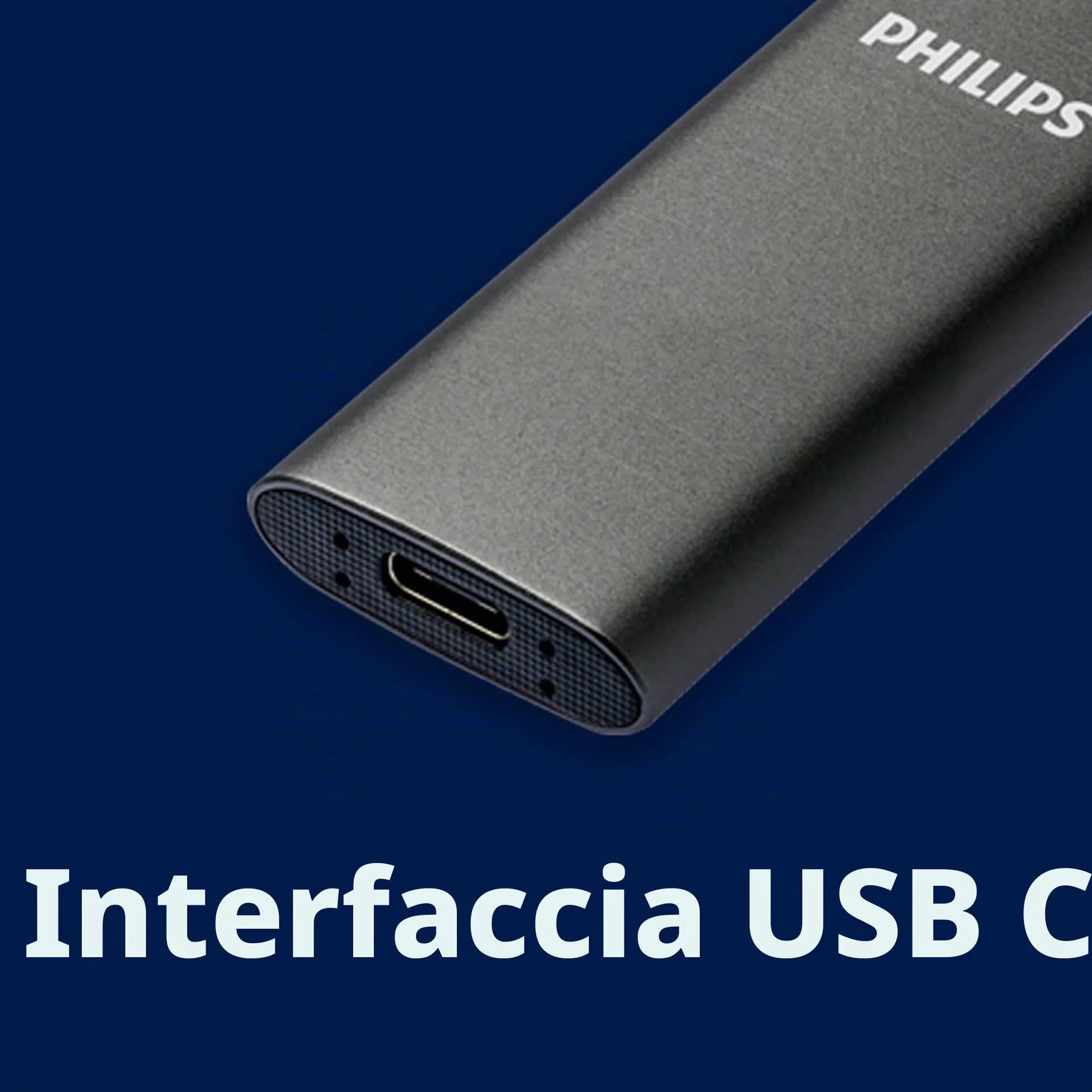 Philips SSD esterno portatile 2TB - Ultra Slim SATA Ultra Speed USB-C, velocità di lettura fino a 550 MB/s, alluminio
