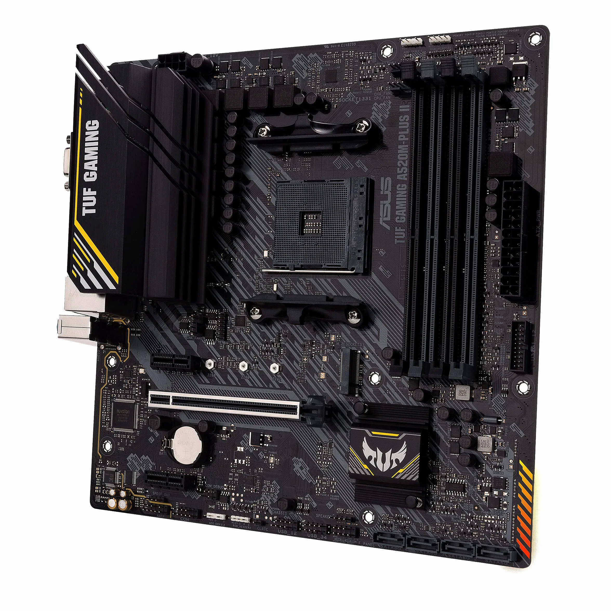 ASUS TUF Gaming A520M-PLUS II Scheda Madre microATX, AMD A520, Socket AM4, DDR4, PCIe 3.0, LAN Realtek 1Gb, 1xM.2, 4xSATA 6GB/s, 7.1 Surround, USB 3.2 Gen 1, Supporto Aura Sync RGB, Nero