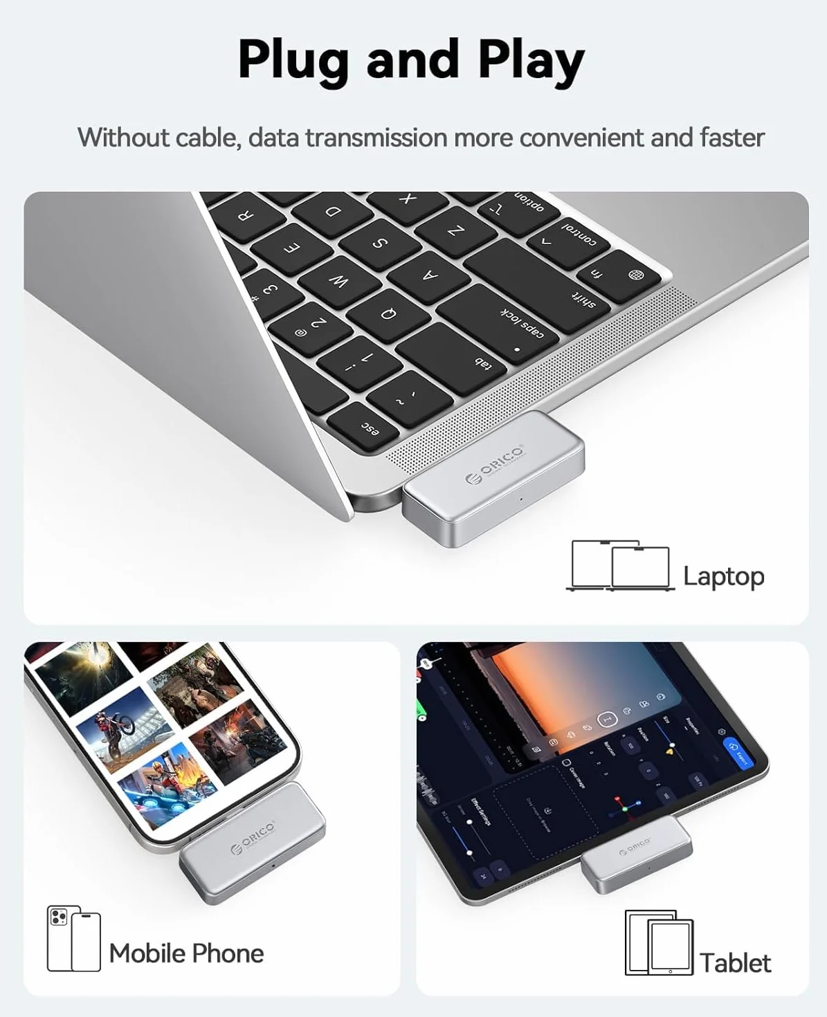 ORICO SSD Esterno da 512 GB Fino a 2000 MB/s FlashPod, SSD Portatile per Registrazione e Archiviazione ProRes 4K 60 Hz, Compatibile Solamente Con iPhone 17/16/15 Series, Smartphone e Computer