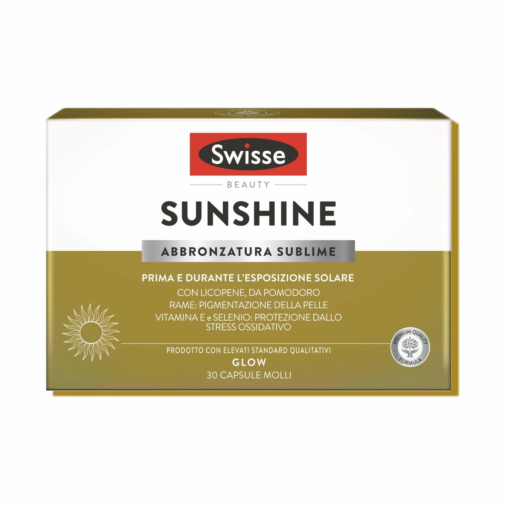 Swisse Sunshine Abbronzatura Sublime Attivatore Abbronzatura Integratore Sole Licopene Selenio Rame Vitamina E 30 Capsule