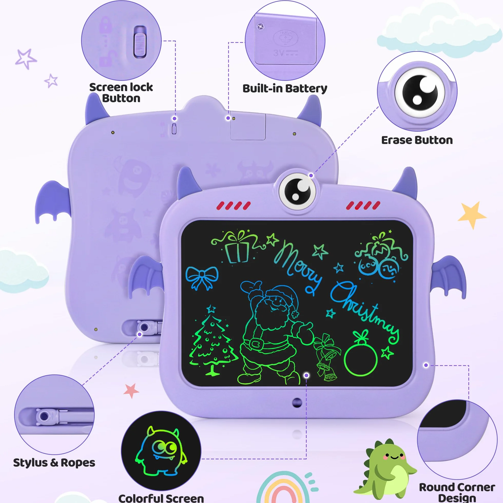 Tavoletta Grafica Bambini LCD 8,5 Pollici Display a Colori Lavagna Portatile Cancellabile