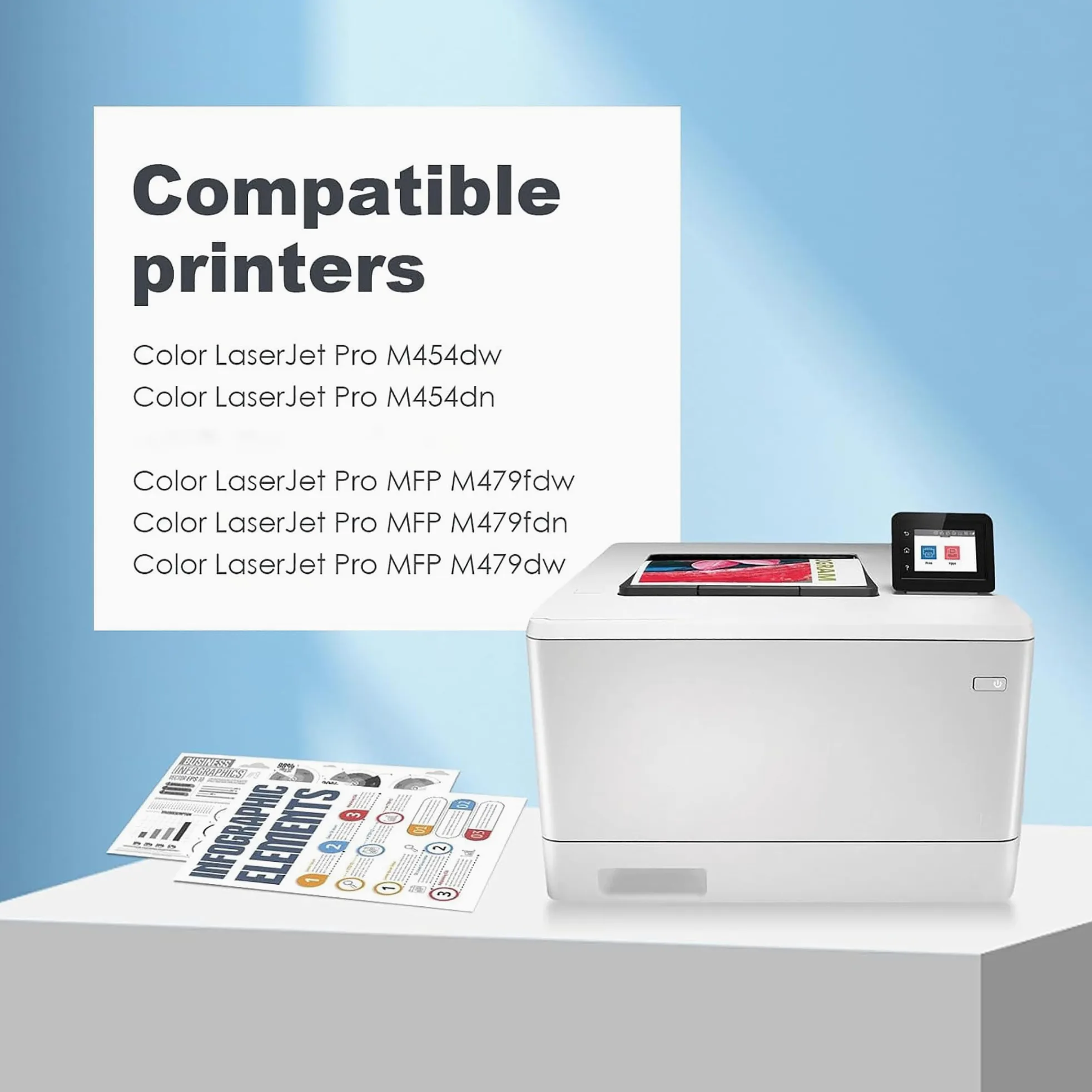 Cartuccia di Toner 415X, con chip, ad alta resa, cartuccia di inchiostro 415X Compatibile con stampante per HP Color LaserJet Pro M454DN/M454DW/MFP M479DW/M479FDN/M479FDW