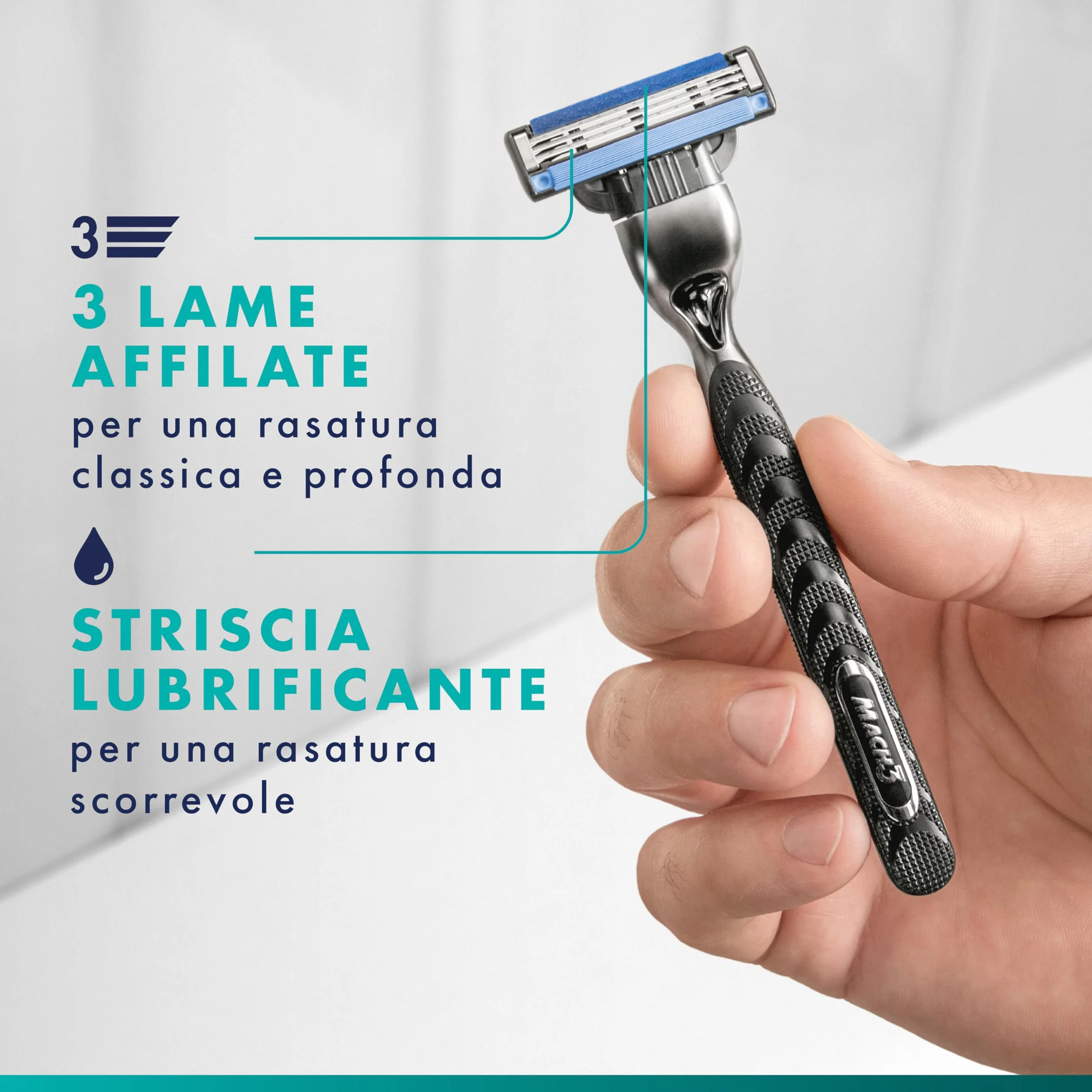 Gillette Mach3 Rasoio Uomo 3 Lame 1 Manico 6 Lamette Barba